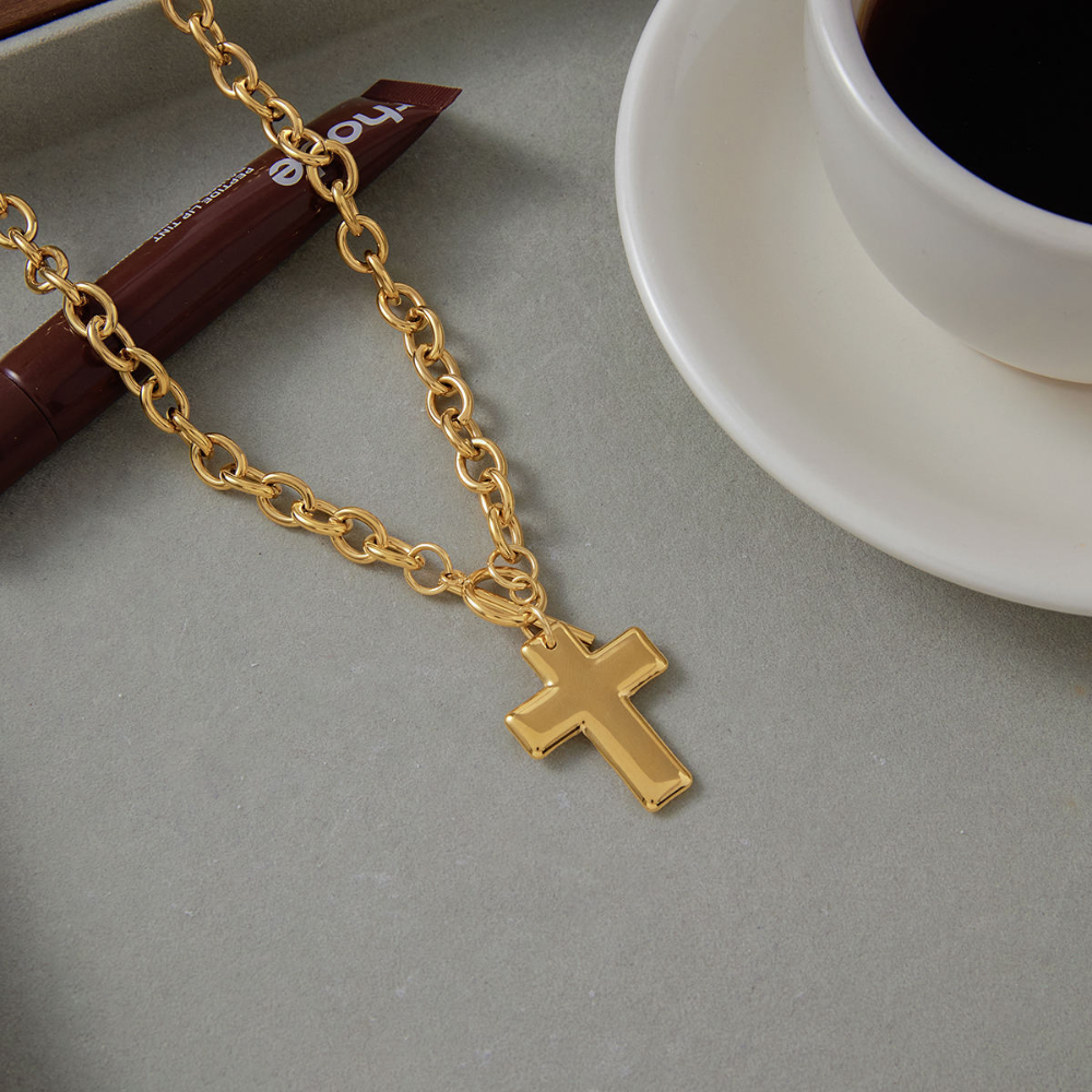 Solid Cross Toggle Necklace