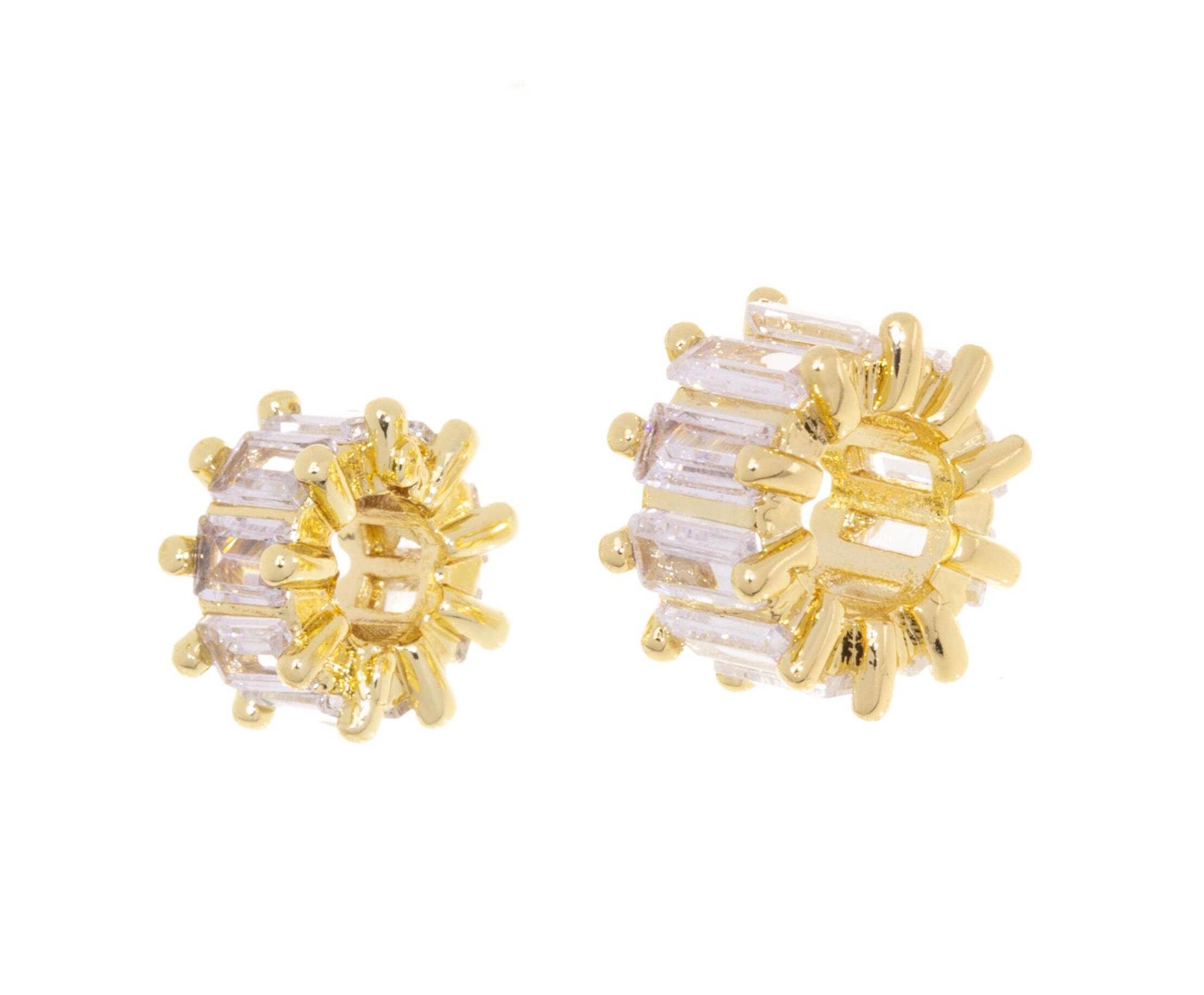 Gold Round Gear CZ Spacer for Bracelet & Necklace