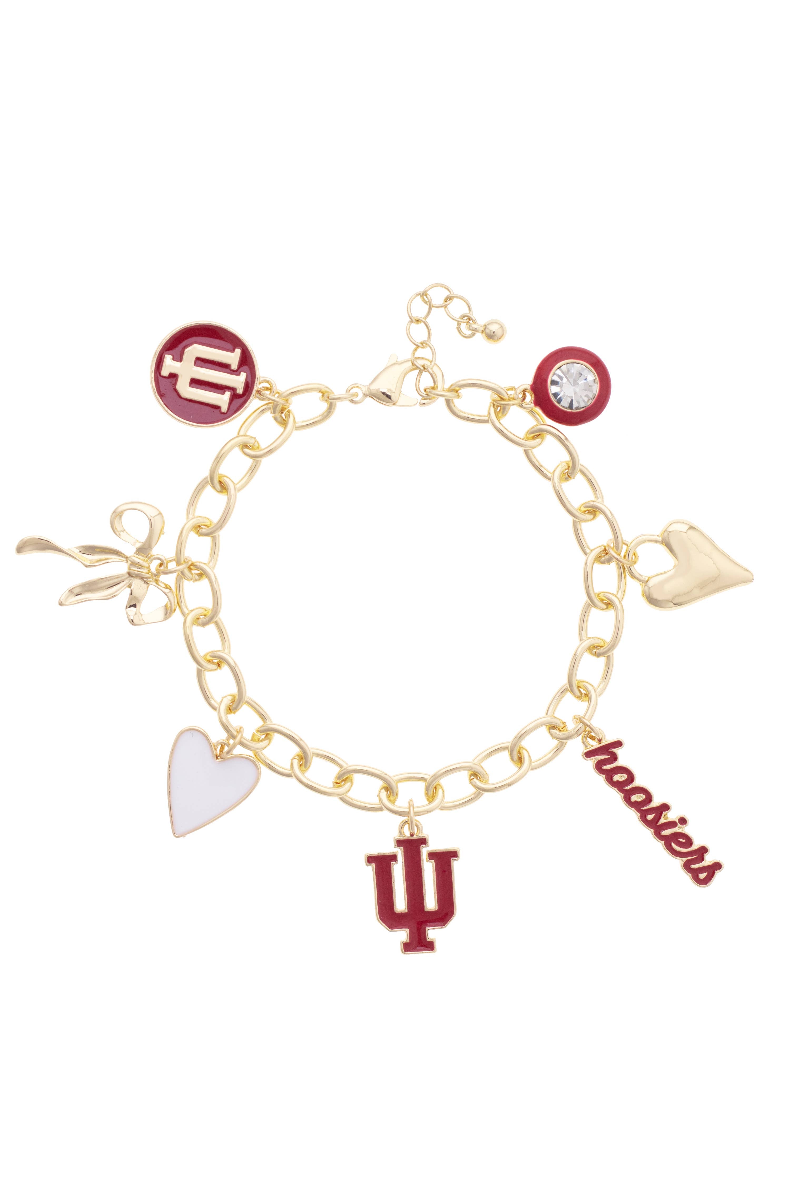 Indiana Hoosiers Enamel Icons Charm Bracelet in Shiny Gold