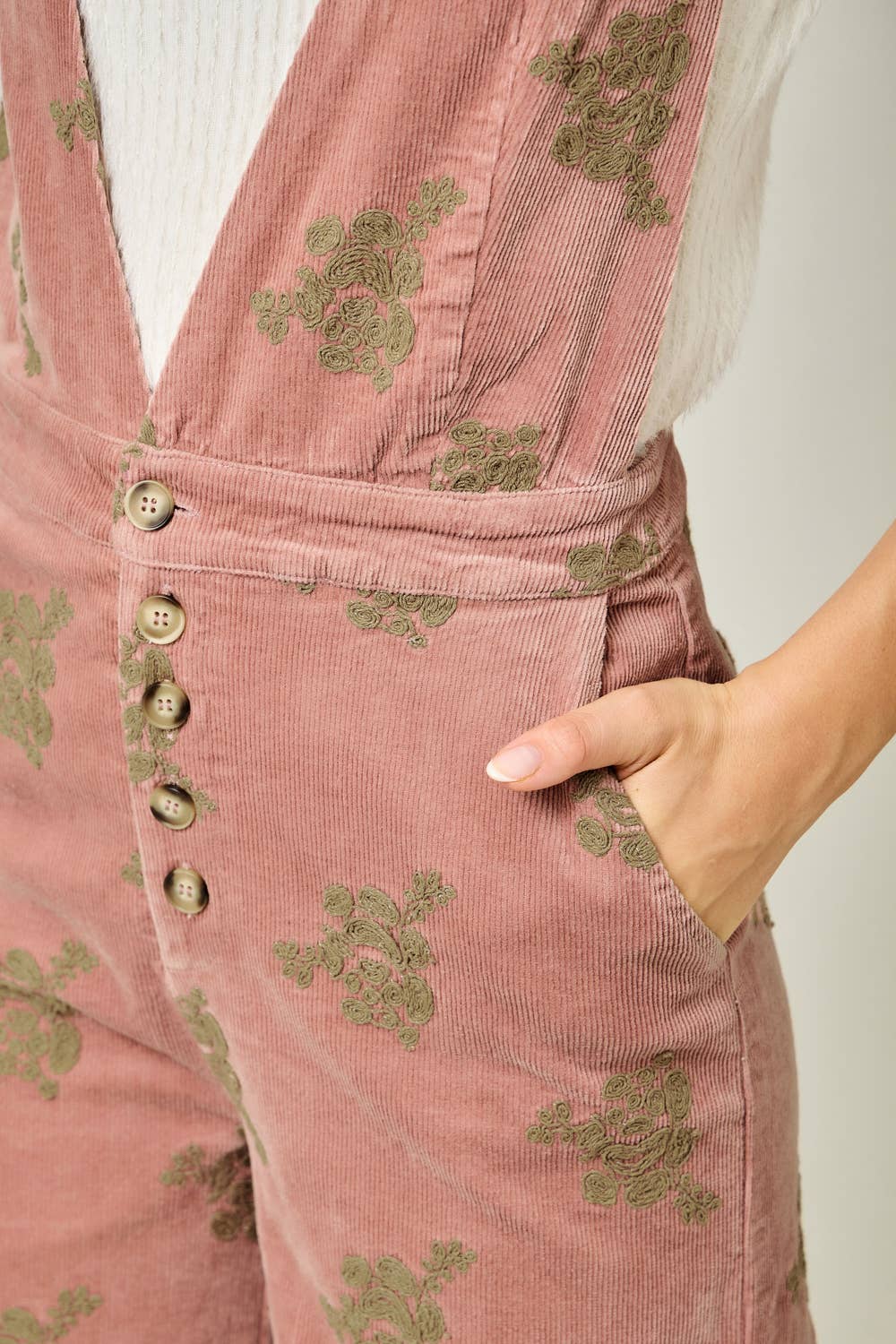 Fernie Embroidered Corduroy Jumpsuit