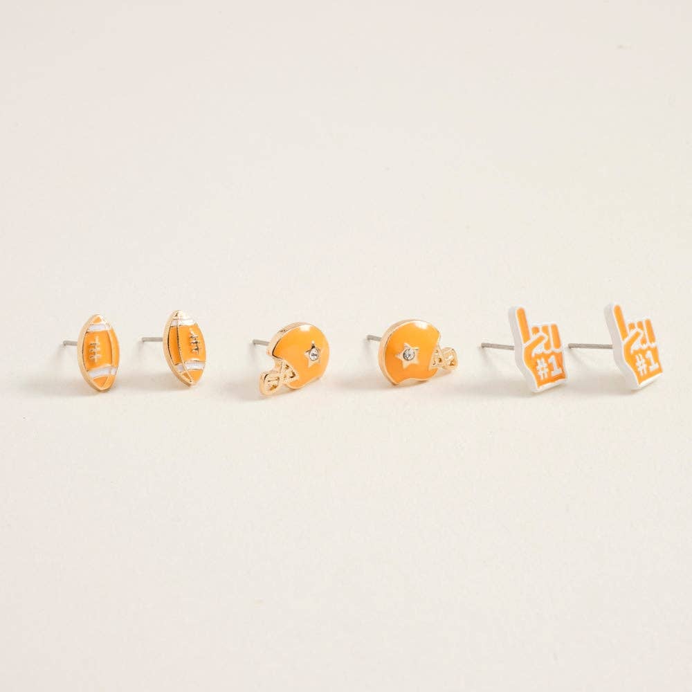 Football Helmet Foam Finger 3 Set Earrings