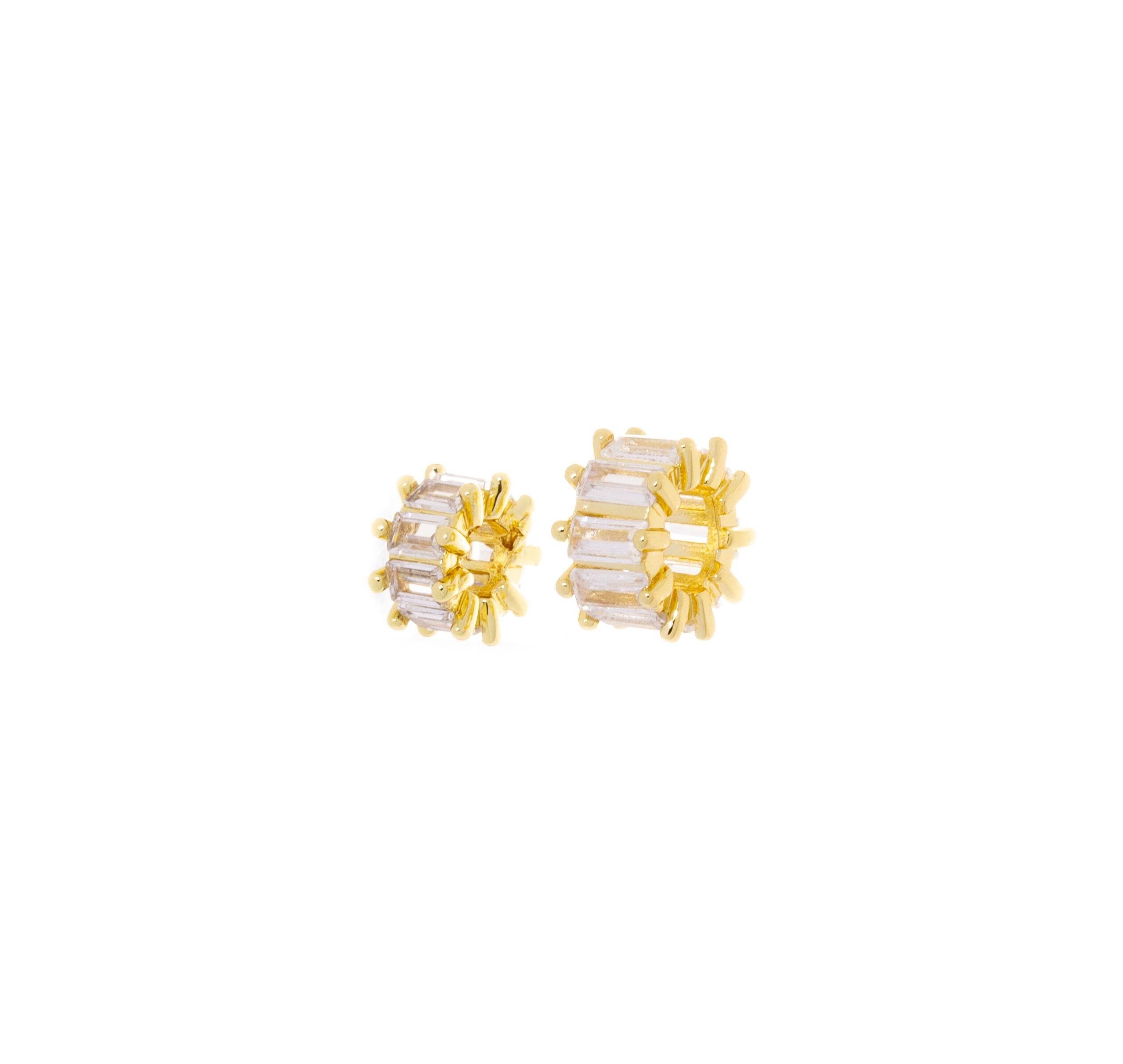 Gold Round Gear CZ Spacer for Bracelet & Necklace