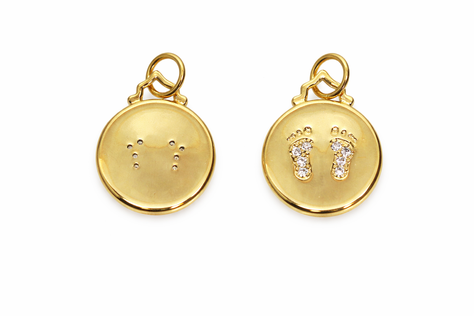 CZ Gold Filled Baby Foot Pendant, baby feet charm, CPGNEW