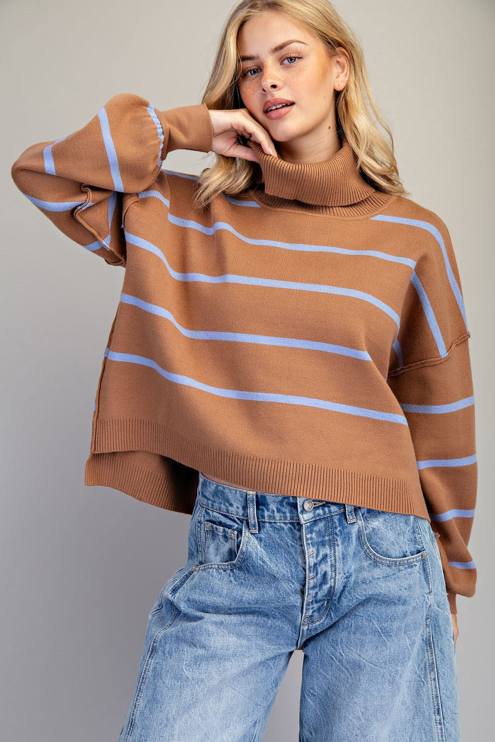 Stripe Funnel Neck Sweater