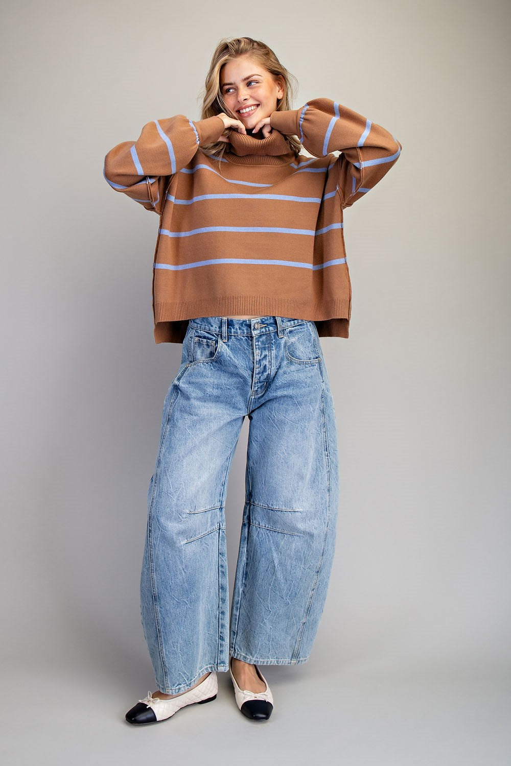 Stripe Funnel Neck Sweater