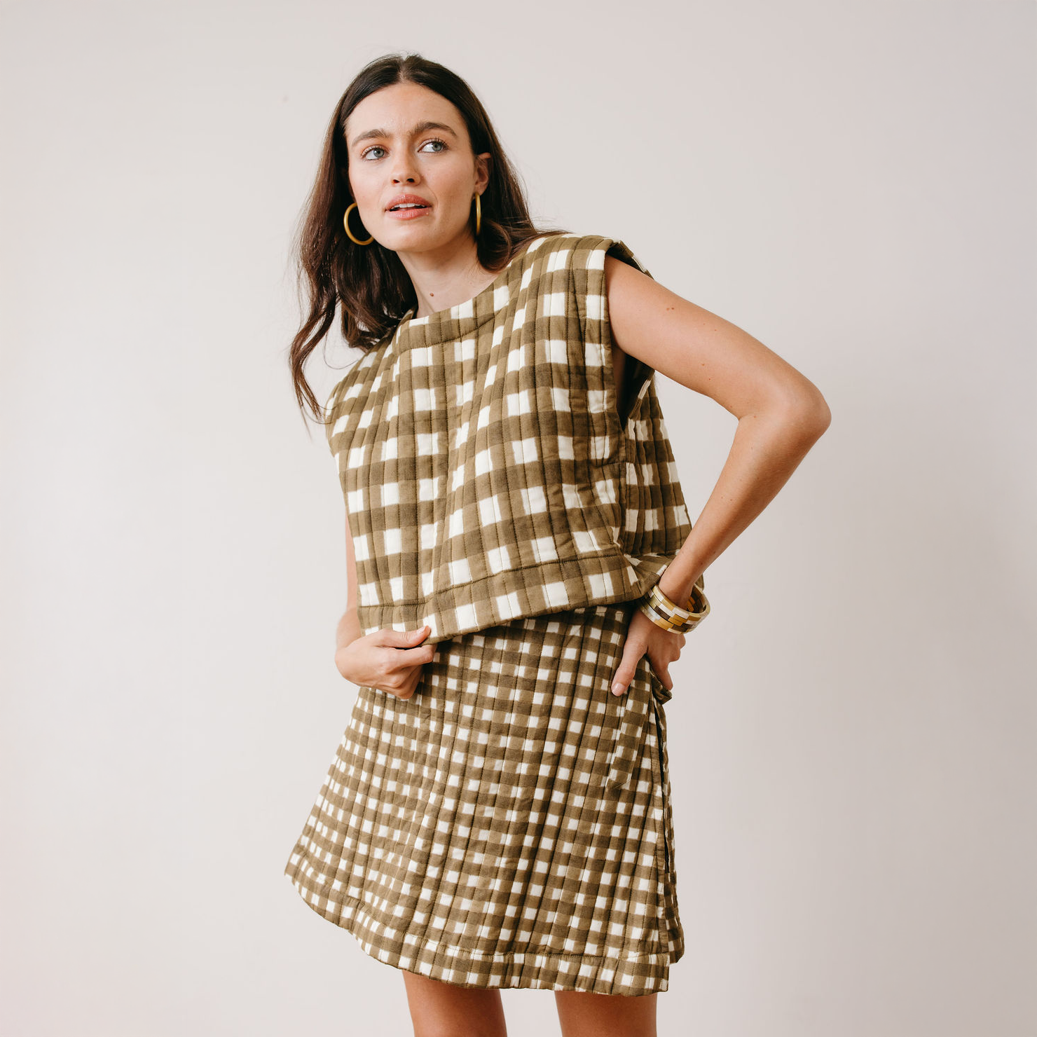 Painted Gingham Quilted Greta Top