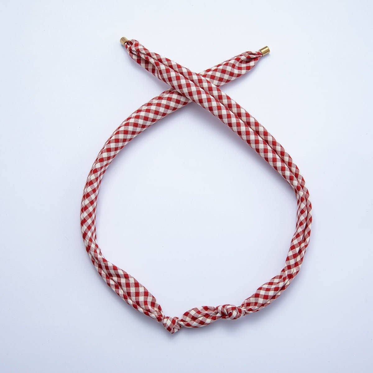 Stainless Steel Red, Black, Brown, Blue Knotted Mini Gingham Bandana Scarf Necklace | WA-1253 ~ WA-1375