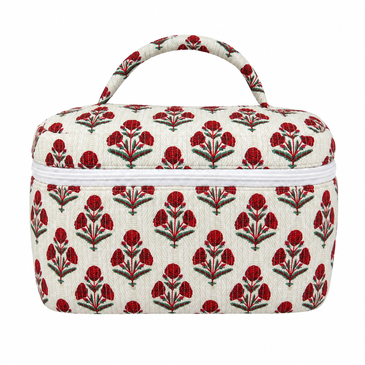 Red Floral Quilted Bag Print
