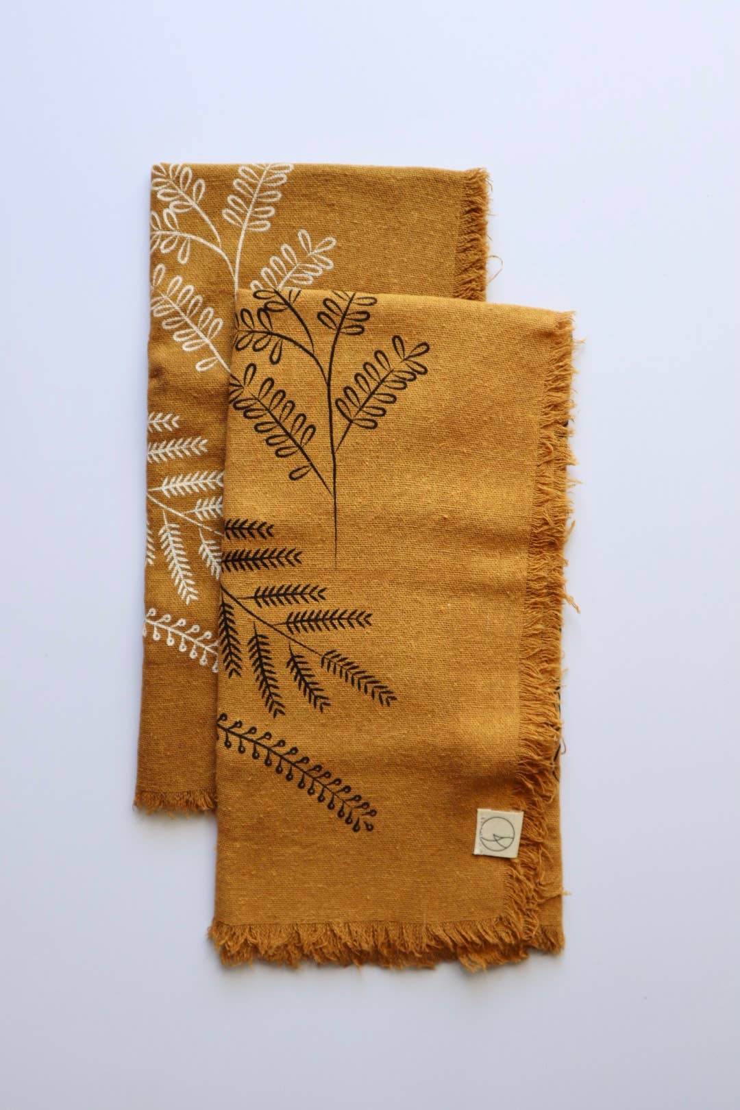 Desert Gold Botanical Print Naturally Dyed Bandana (white)