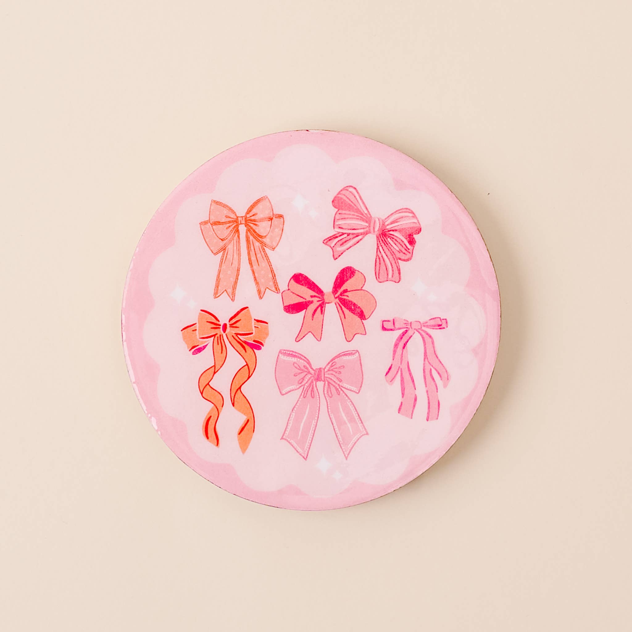 Wood Enamel Coaster-Blushing Bows