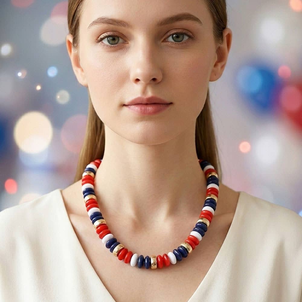 Chunky Resin Disc Beaded Necklace