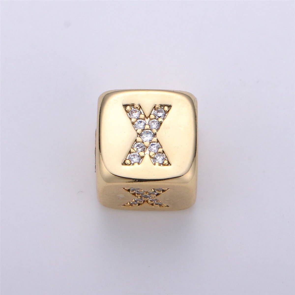 9x9mm Gold Initial Letter Beads, Alphabet Beads, Initial Beads, Alphabet Blocks Micro Pave Initial Block Charm for Bracelet Necklace Supply