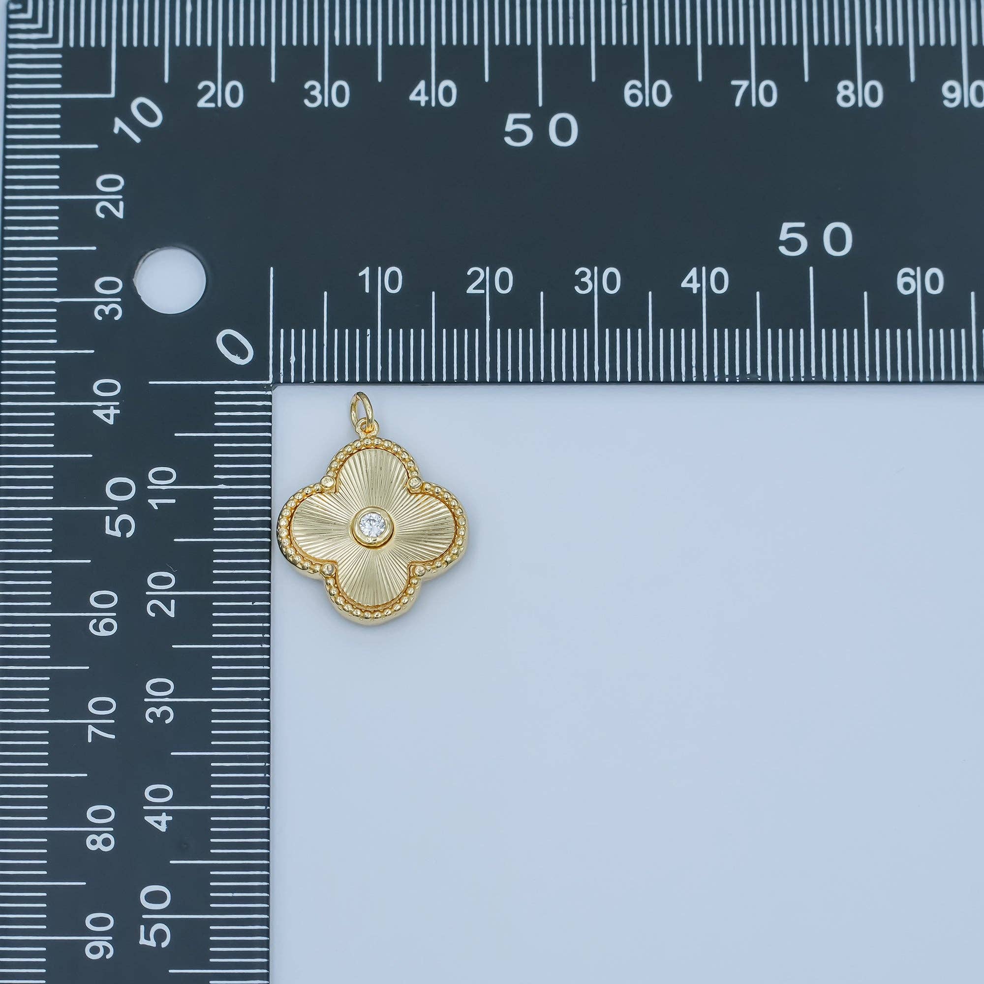 24K Gold Filled 20mm CZ Sunburst Flower Charm