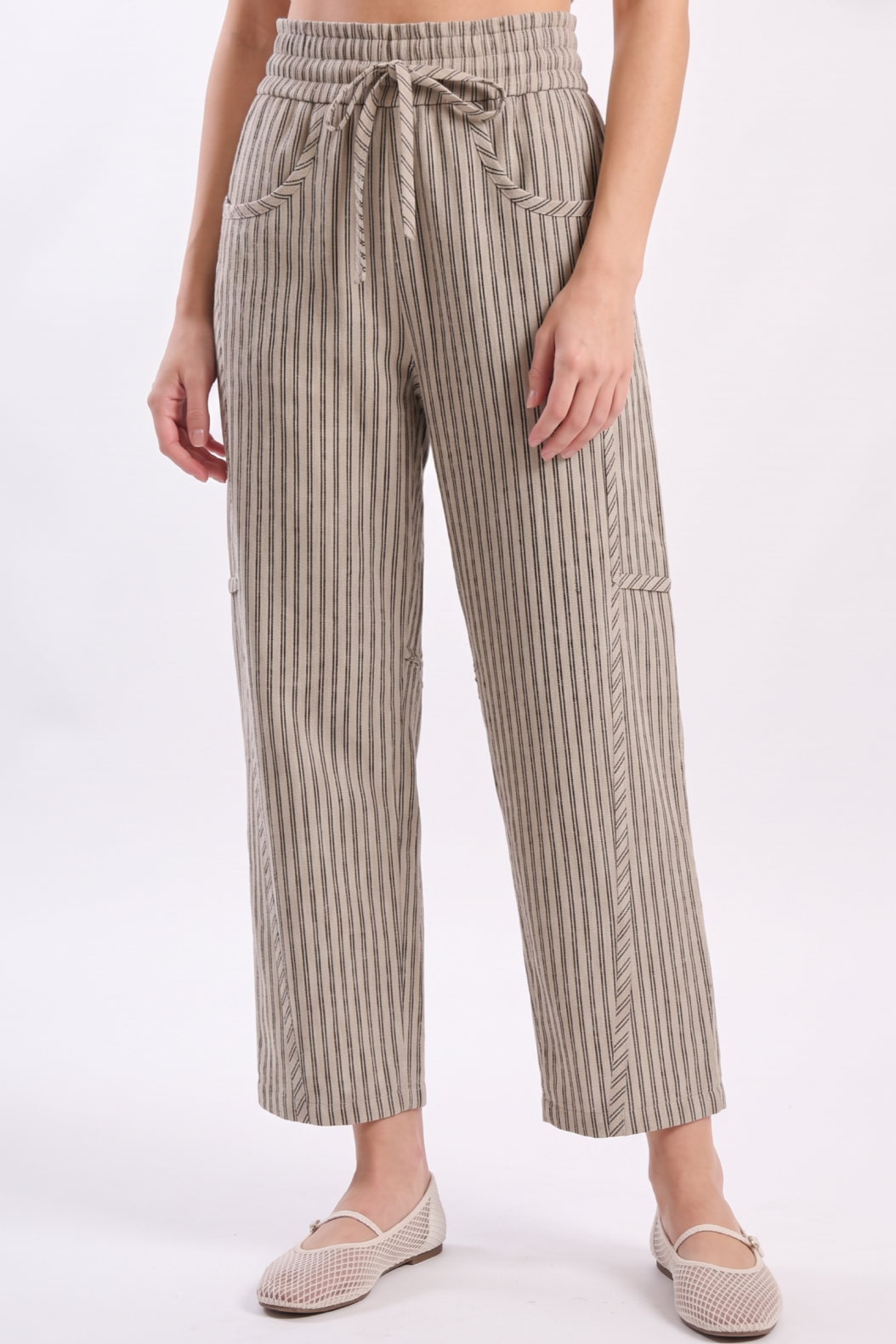 CB10394J Pinstripe Drawstring Pants