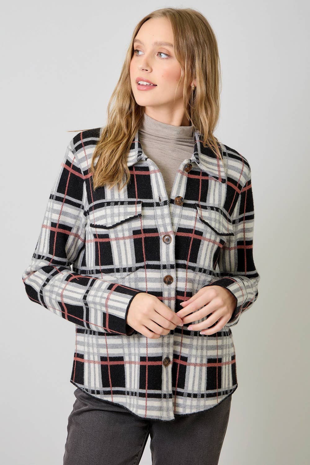 60843 Check Patterned Sweater Jacket