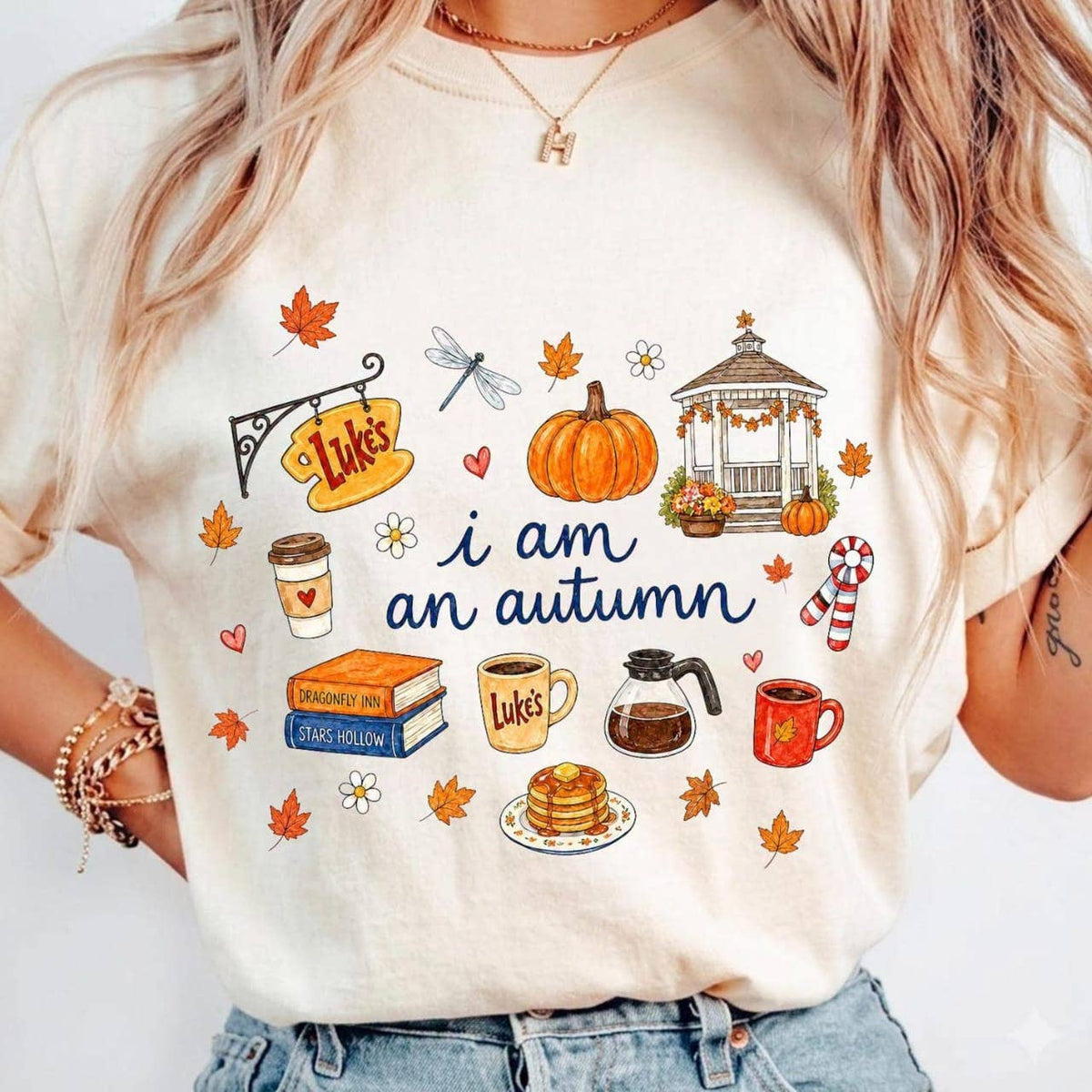 I Am An Autumn Stars Hollow Graphic T-Shirt – Off-White
