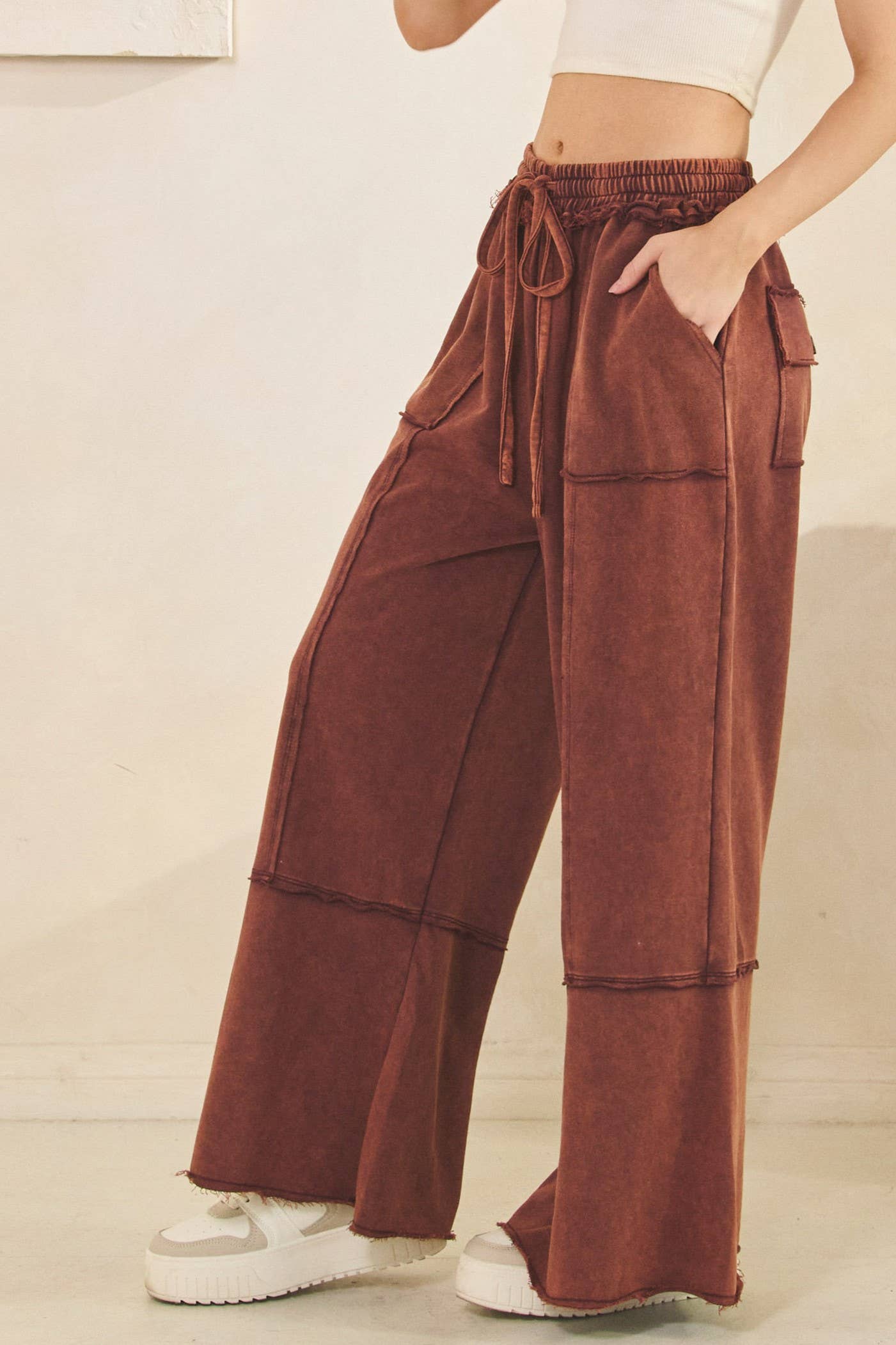 MINERAL WASHED TERRY KNIT PANTS