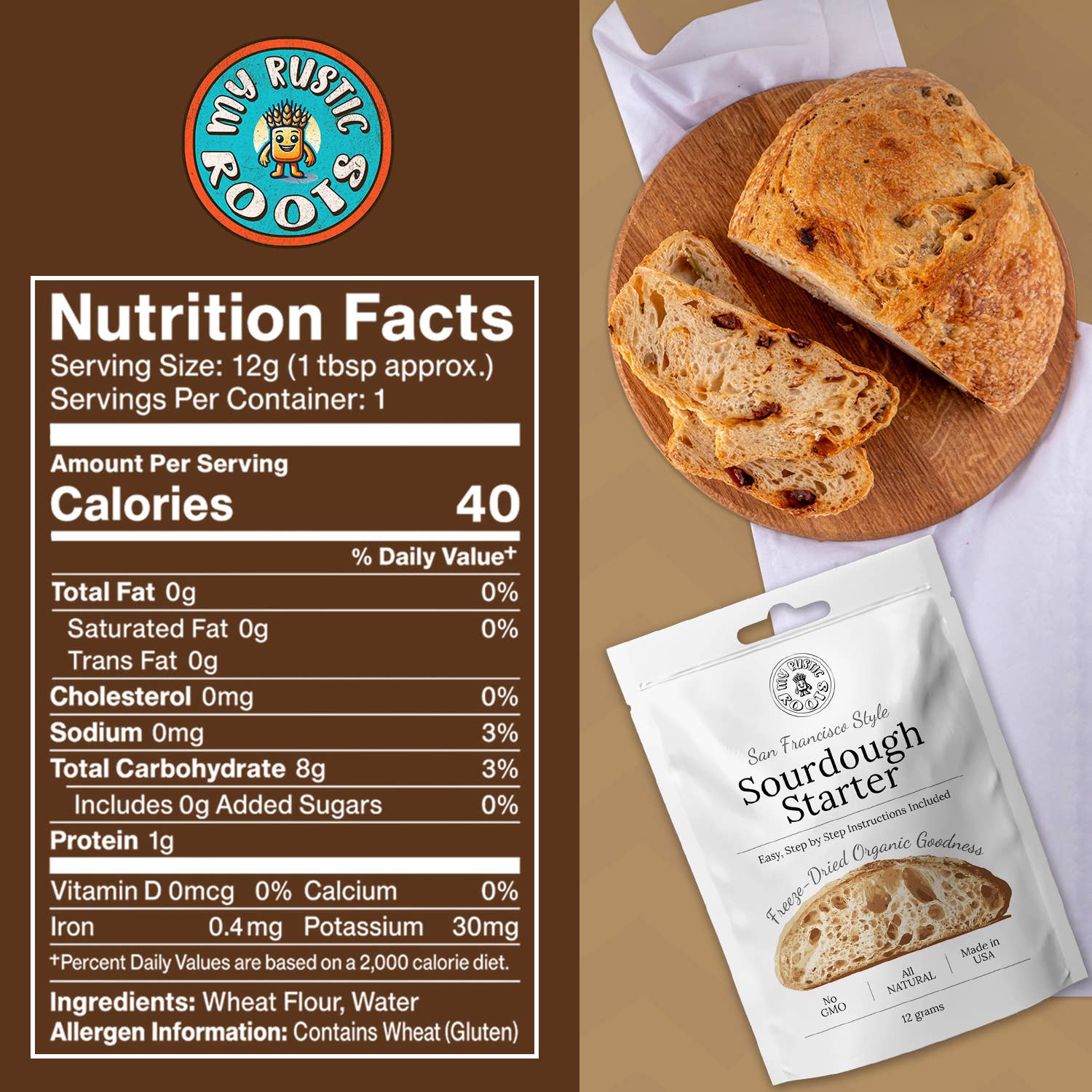 Organic Non-GMO, Freeze Dried, Sourdough Starter