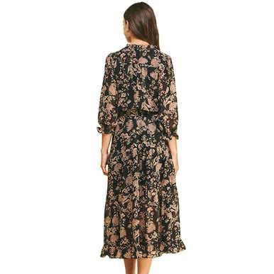 Halston Floral Print Dress