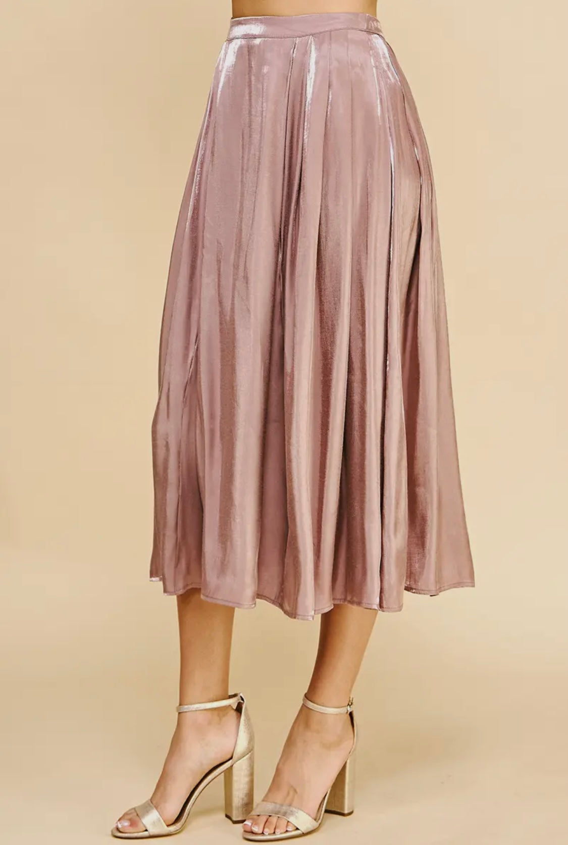 Charlotte Satin Pleated Maxi Skirt