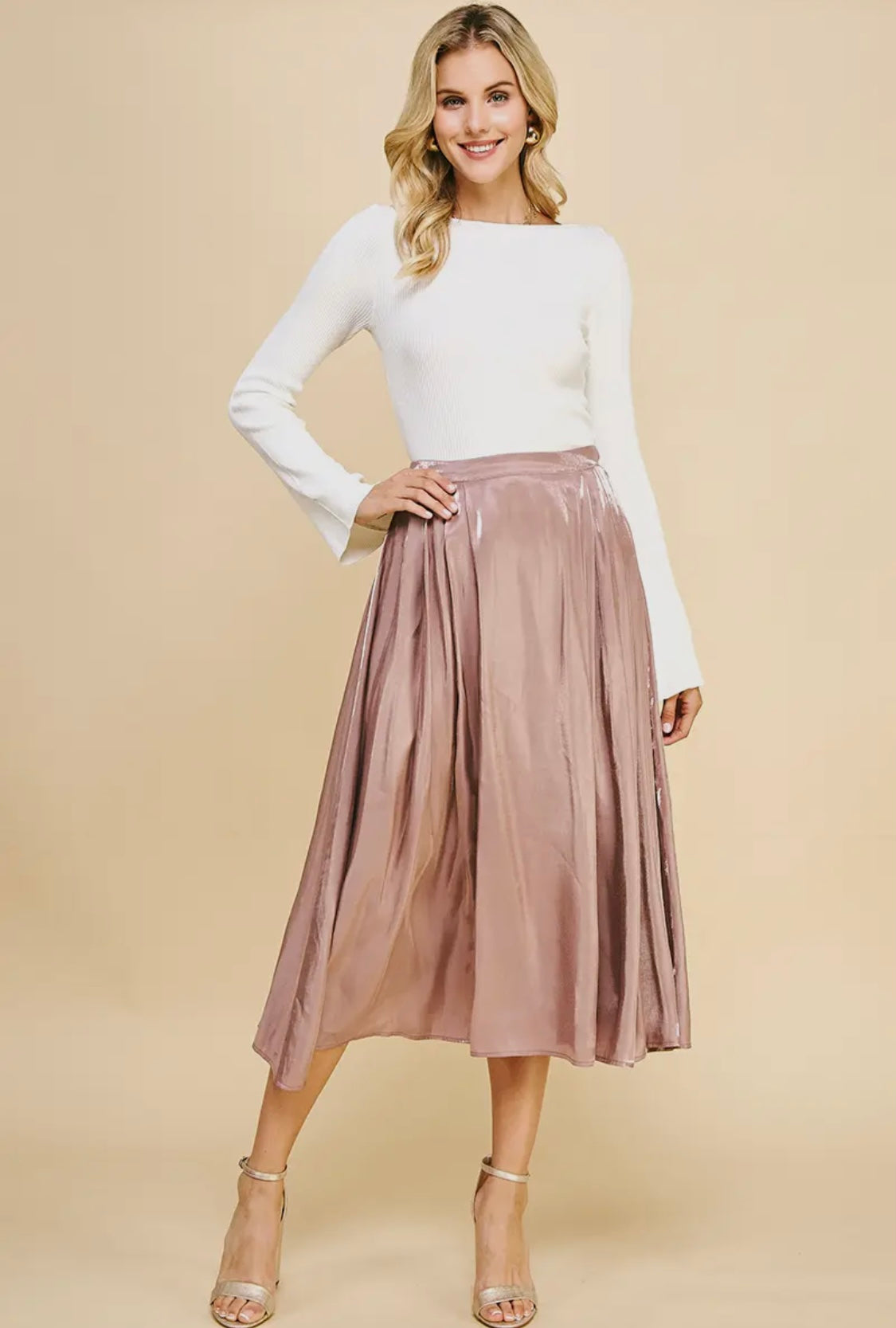 Charlotte Satin Pleated Maxi Skirt