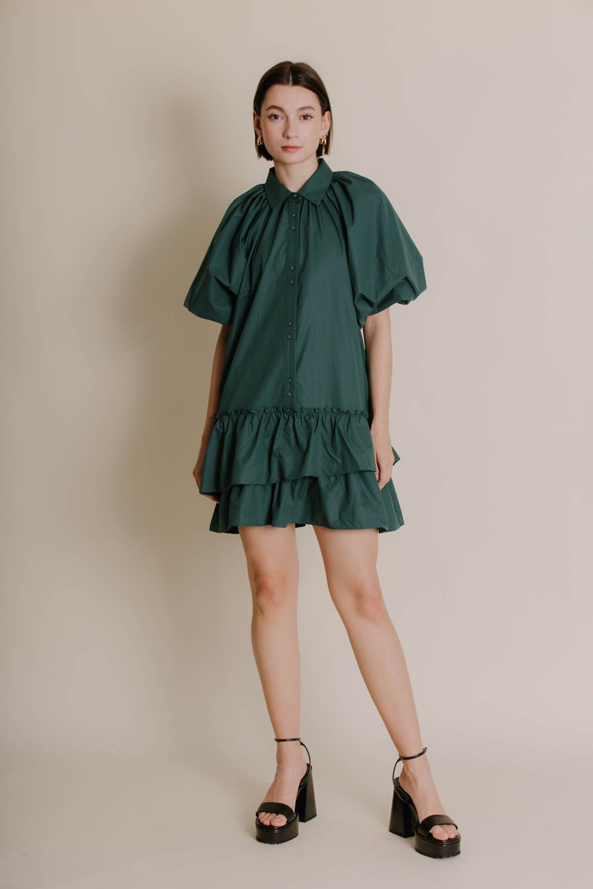 Whitley Ruffle Hem Shirt Dress