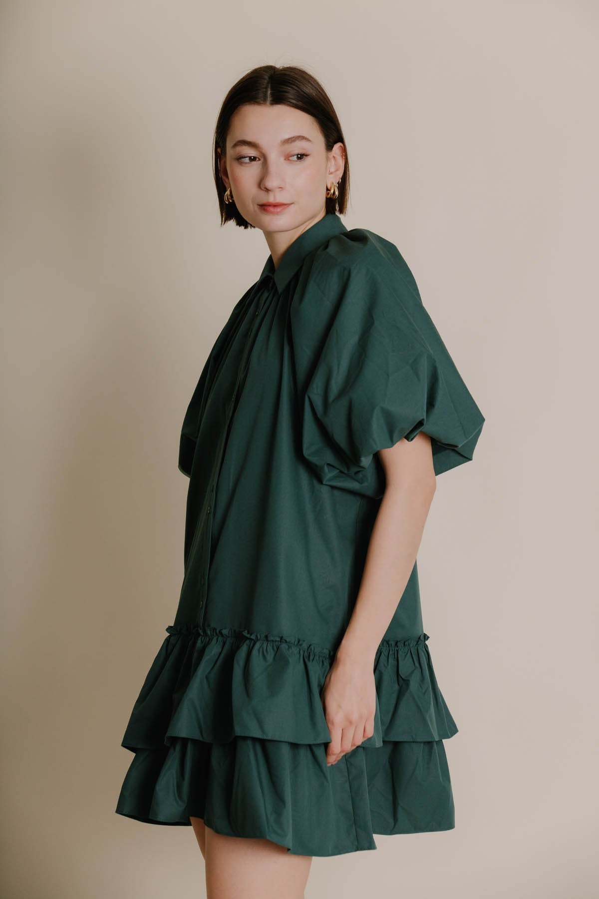 Whitley Ruffle Hem Shirt Dress