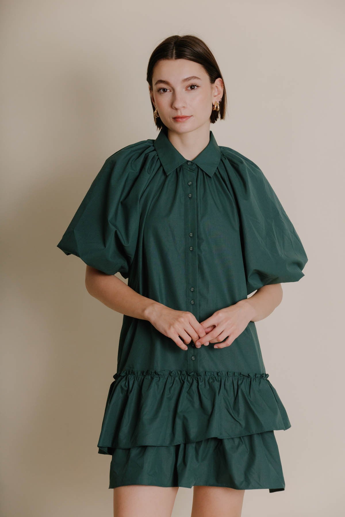 Whitley Ruffle Hem Shirt Dress