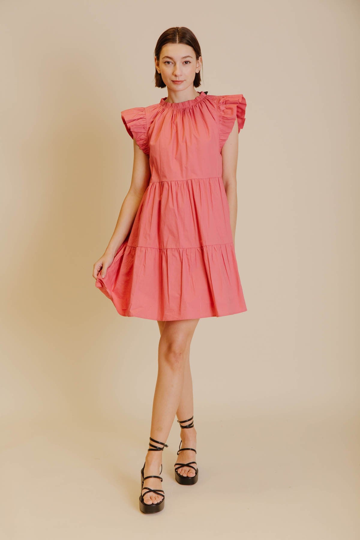 Mavis Flutter Sleeve Bow Tie Dress