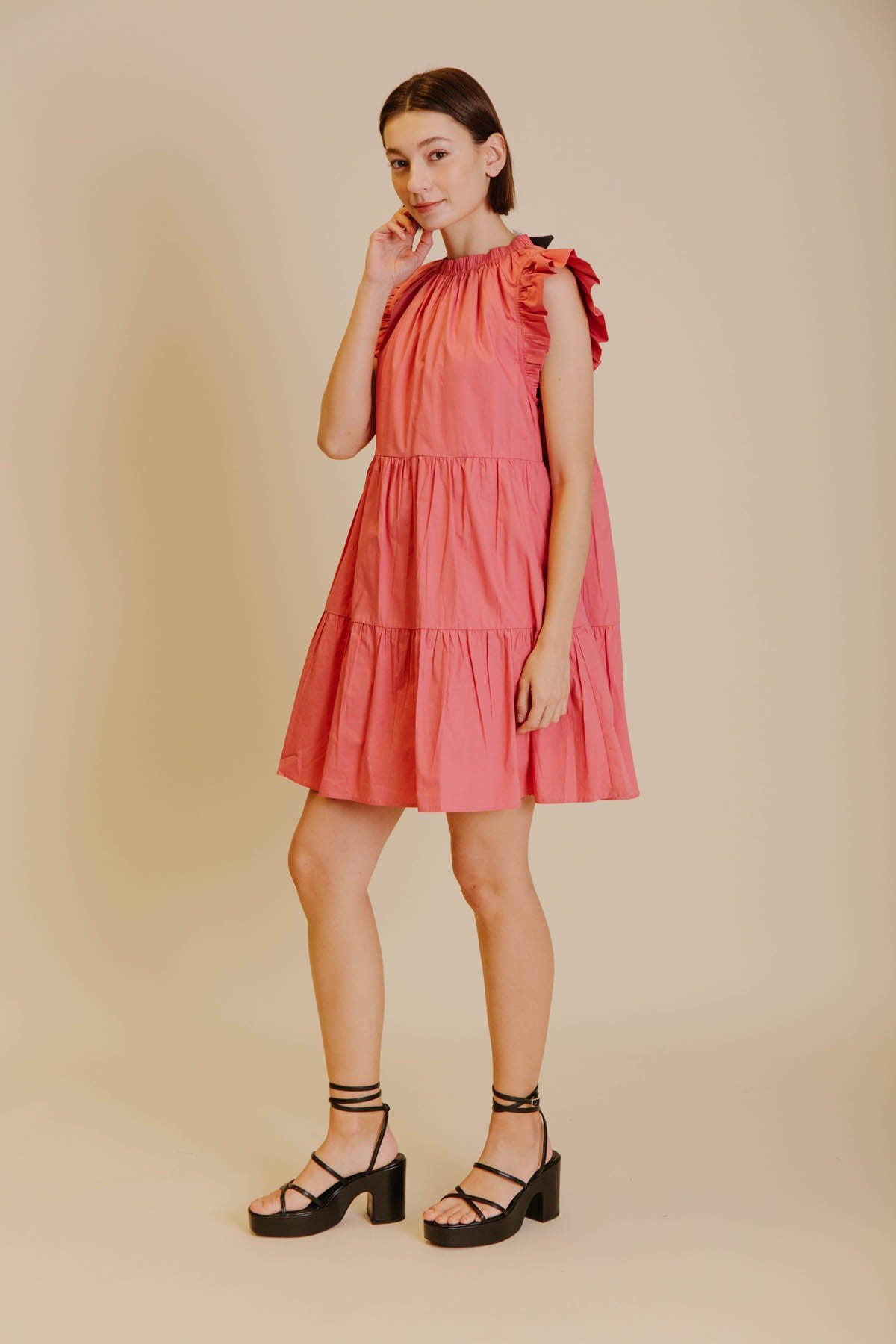 Mavis Flutter Sleeve Bow Tie Dress