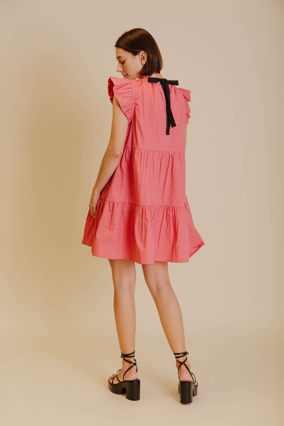 Mavis Flutter Sleeve Bow Tie Dress