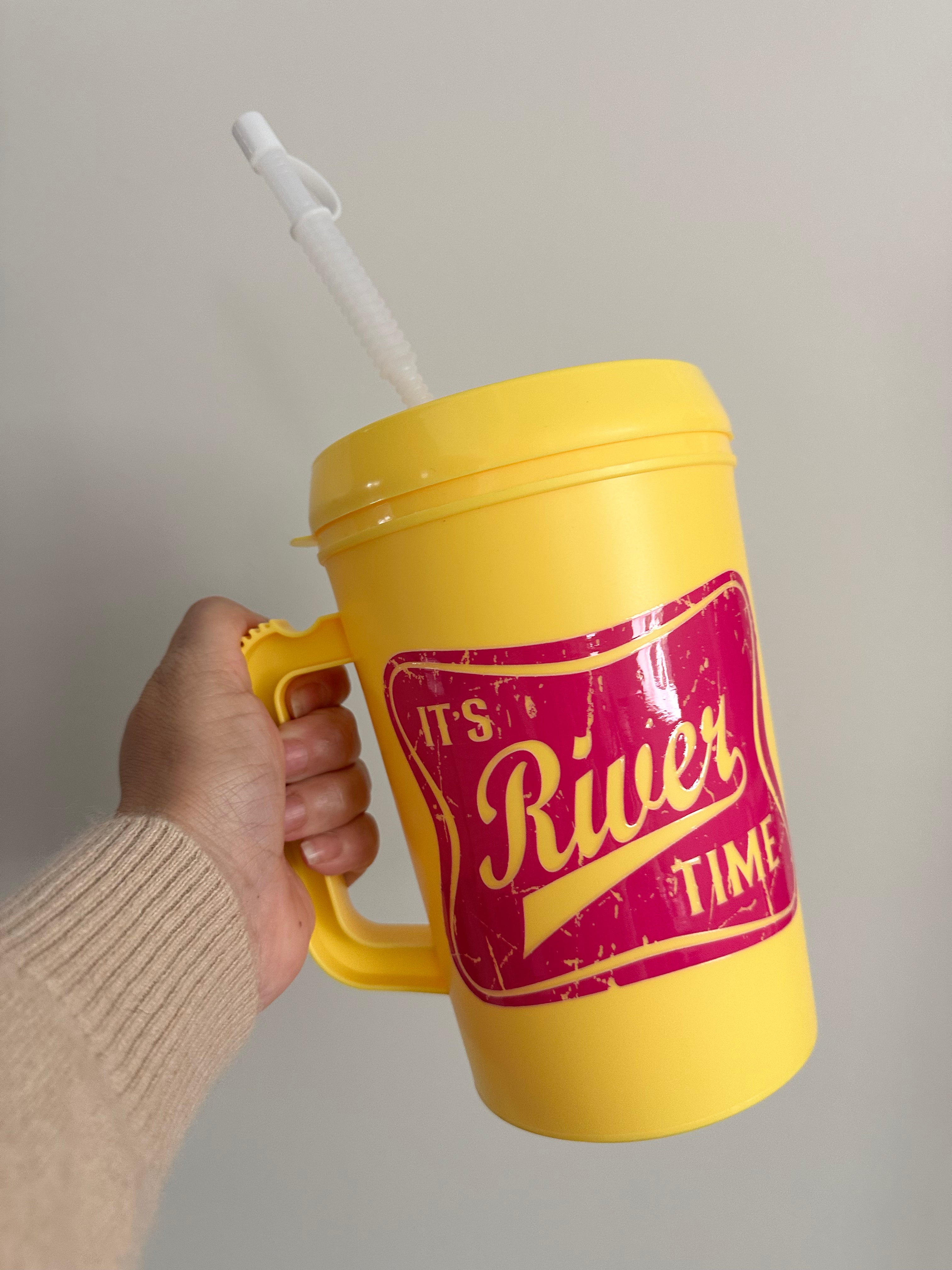 'It's River Time' Mega Trucker Mug Yellow