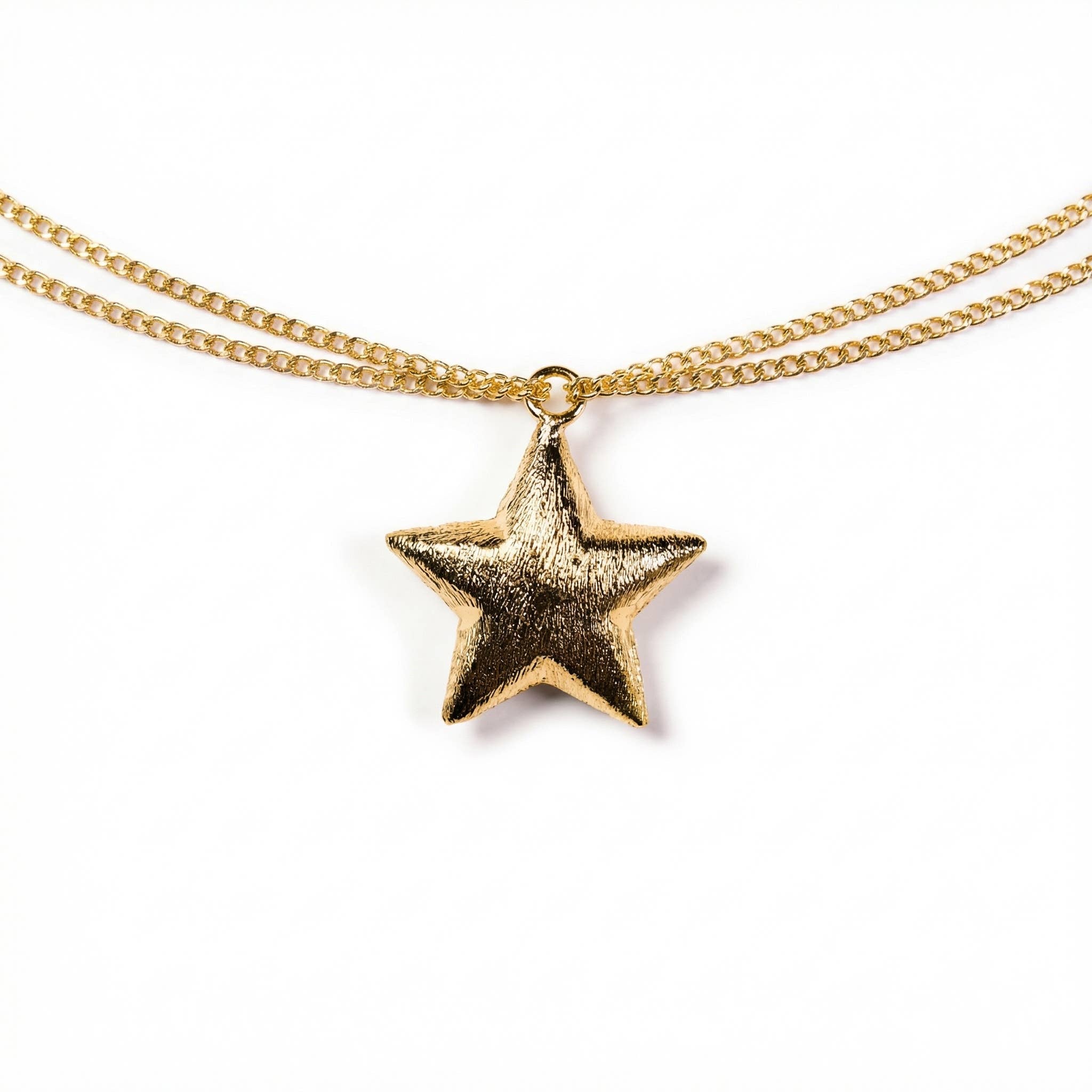 Gold Puffy Star Pendant Statement Piece Gift CPG2952