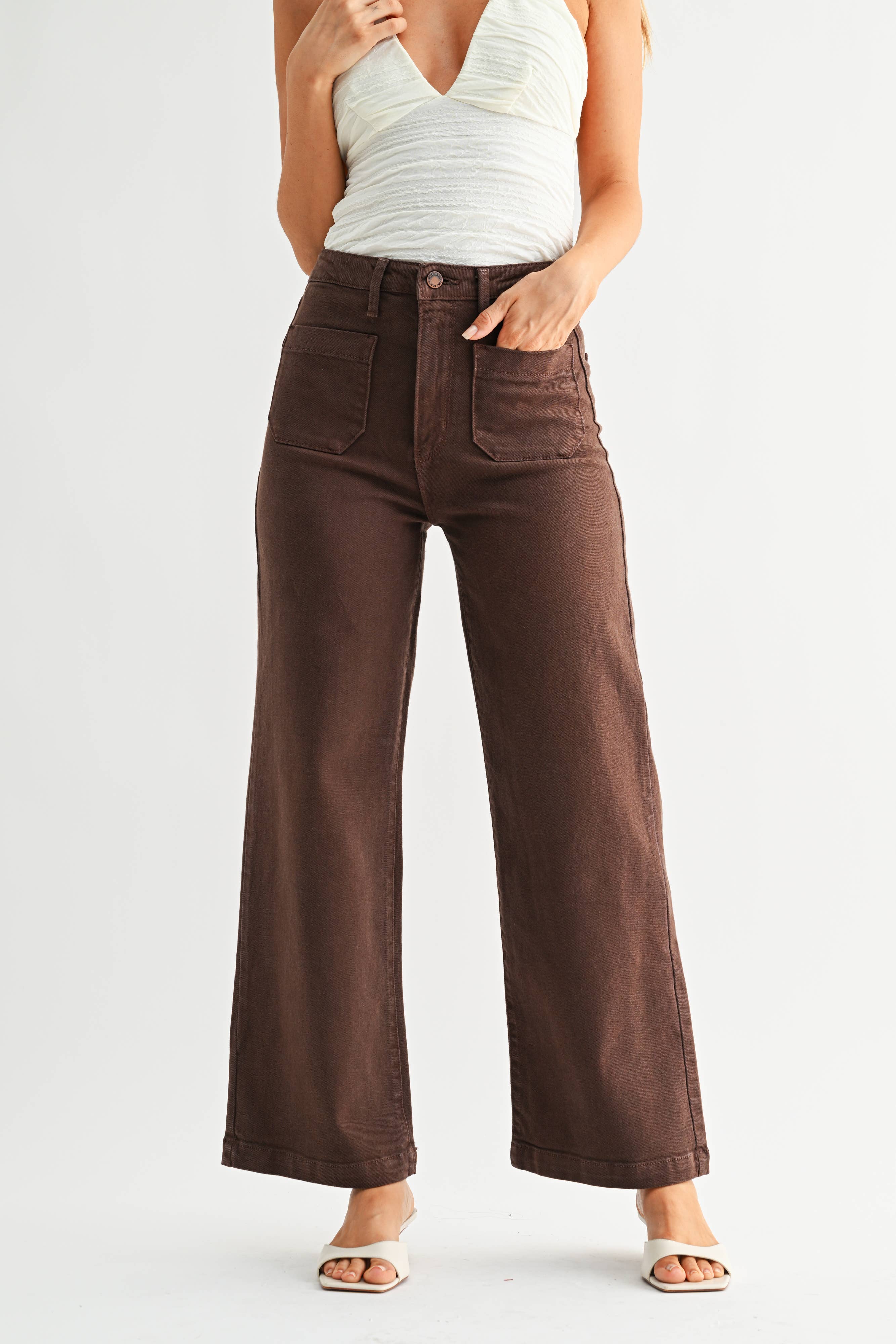 Just Black Denim Patch Pocket Wide Leg