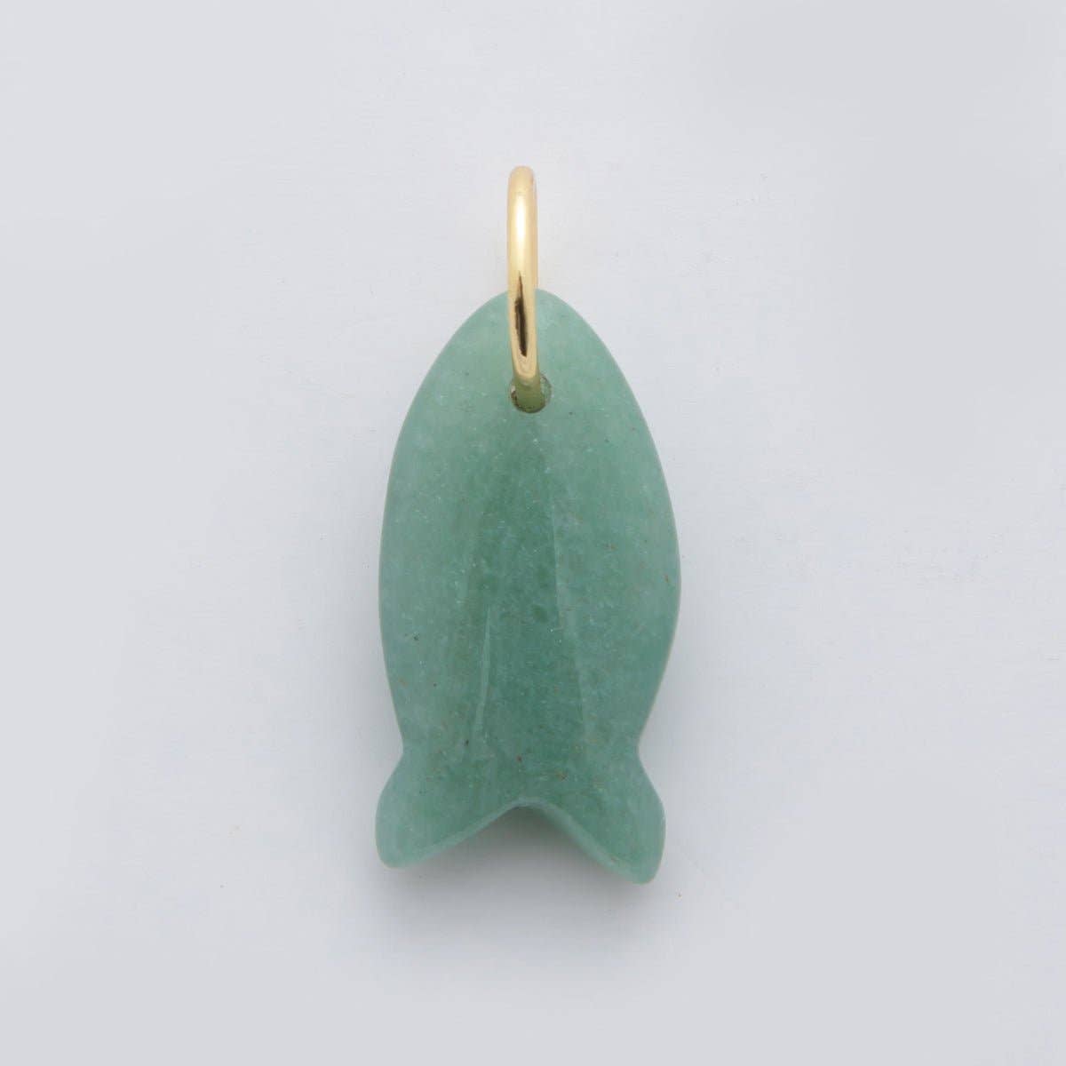 18K Gold Filled 23.7mm Natural Gemstone Fish Charm | C317 - C435