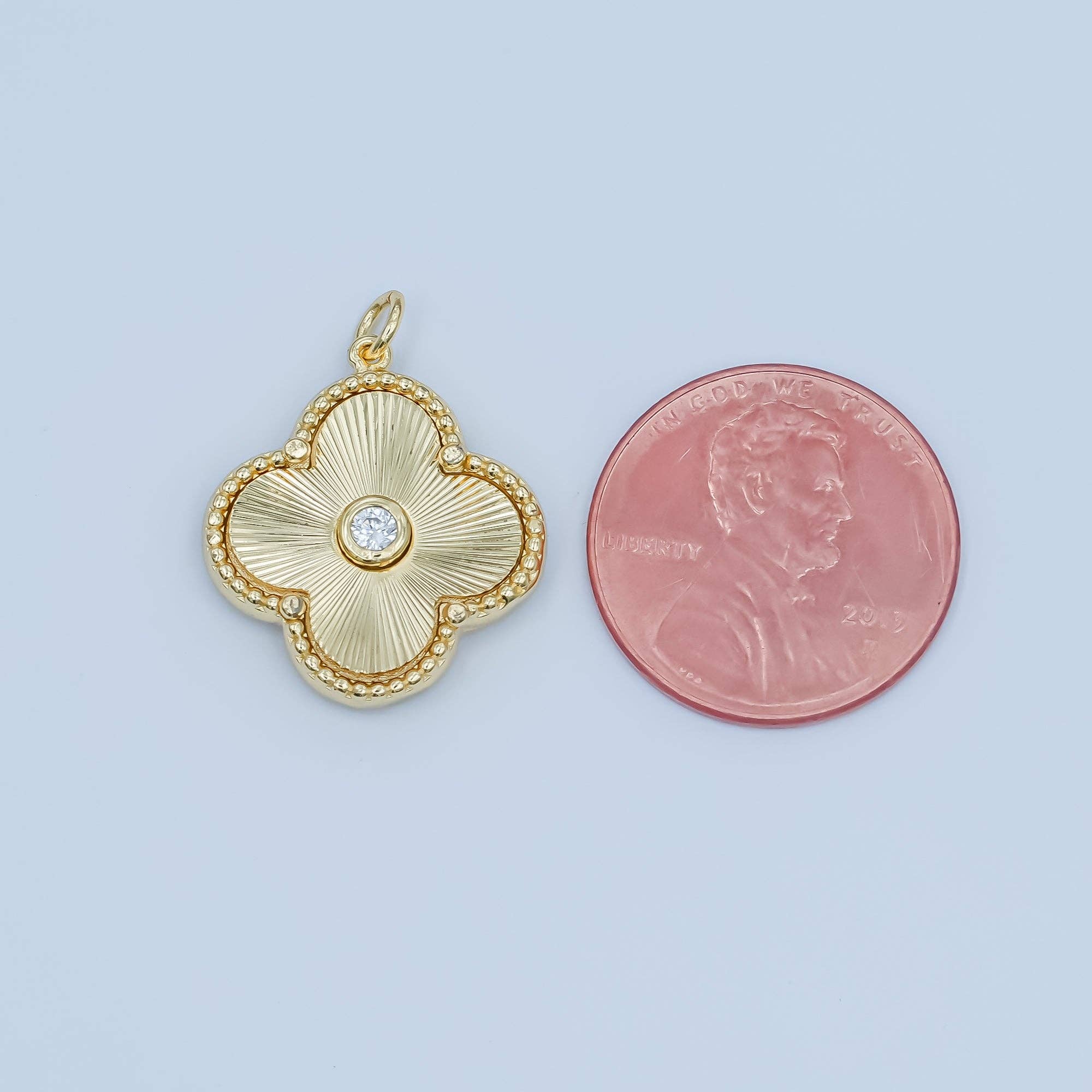 24K Gold Filled 20mm CZ Sunburst Flower Charm