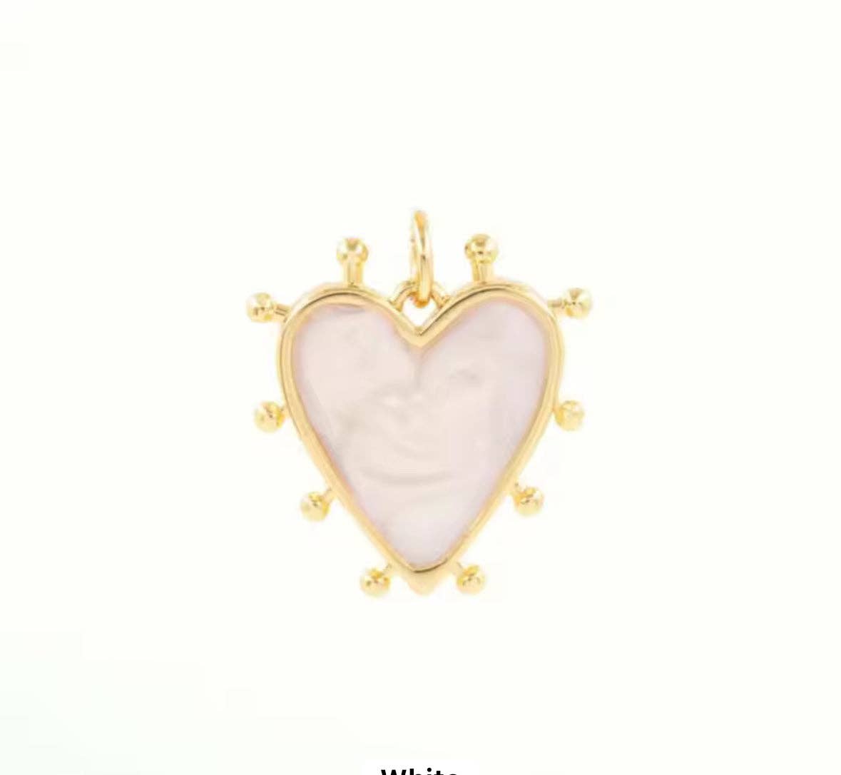 White Marbled Heart Charm