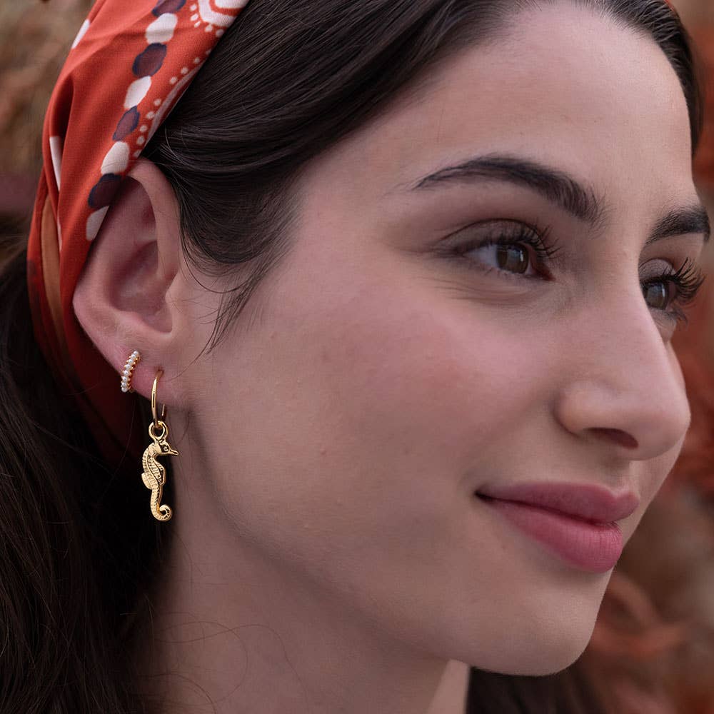 Tiny 10mm Pearl Huggie Hoops