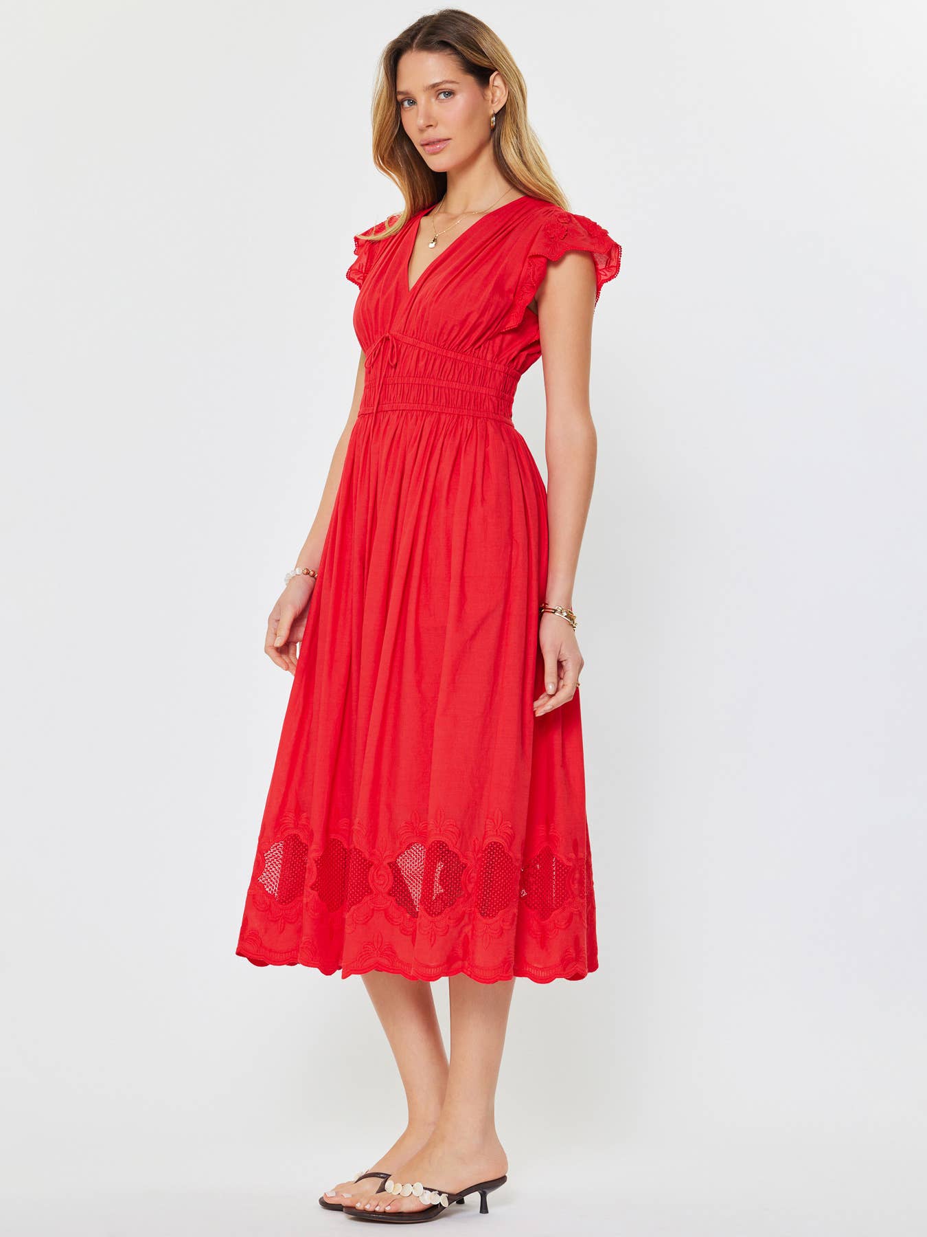 Embroidered Lace Midi Dress