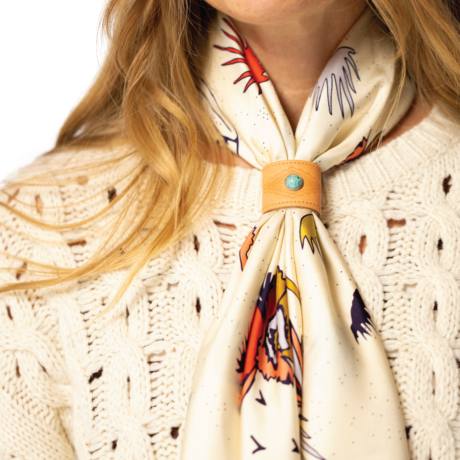 Handmade in USA leather studded bandana slide - diamond