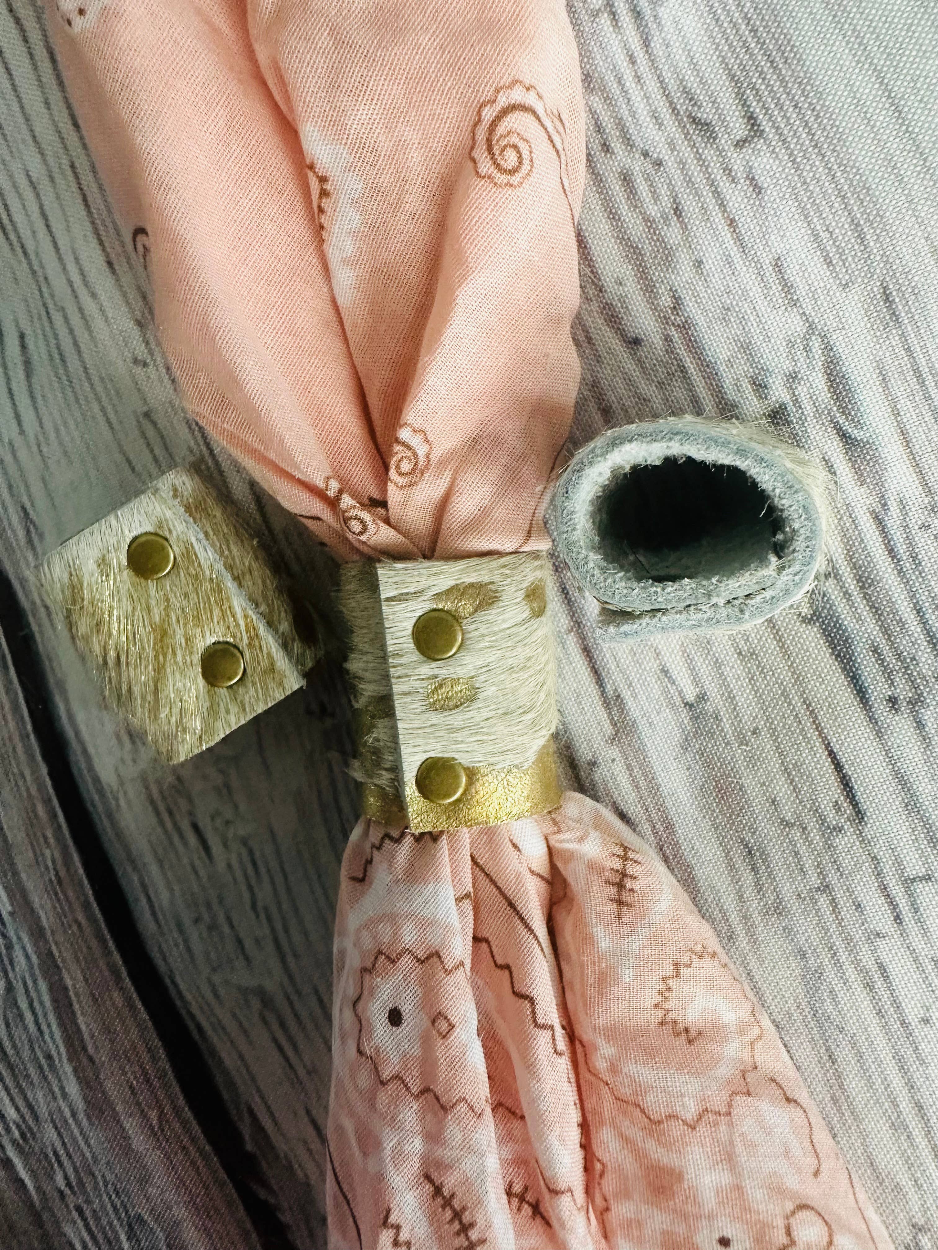Gold Metallic Cowhide Bandana Slides 