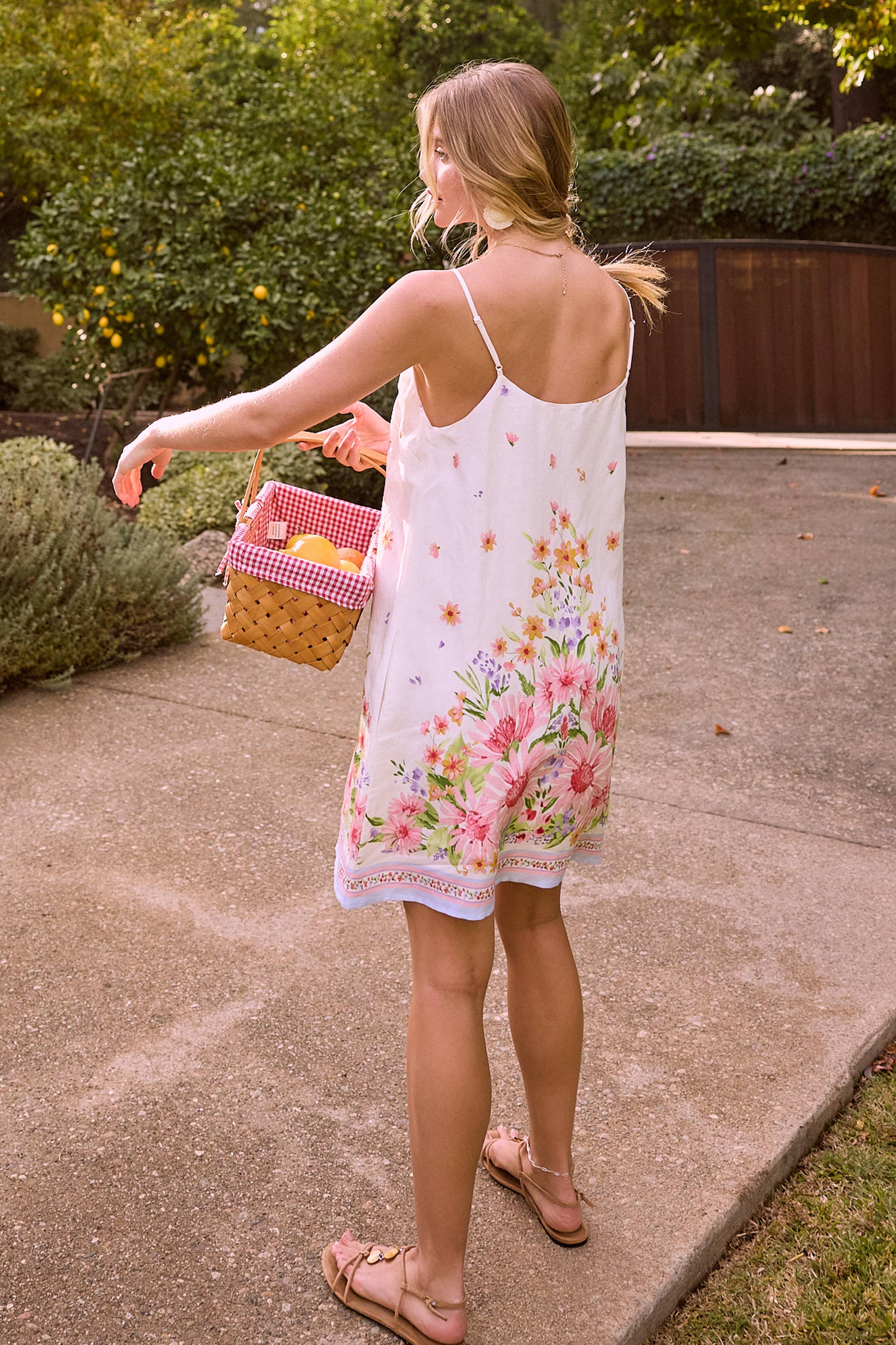 Floral Border Print Mini Dress
