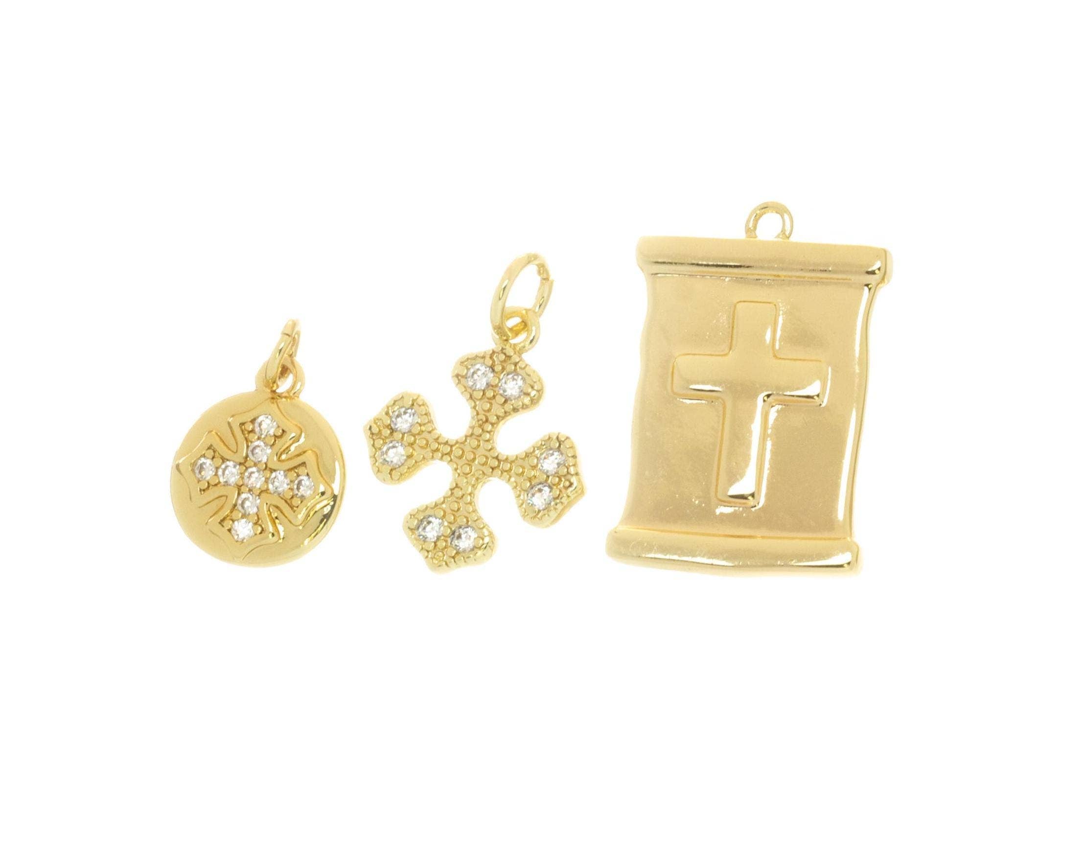 Pave CZ Cross Charms