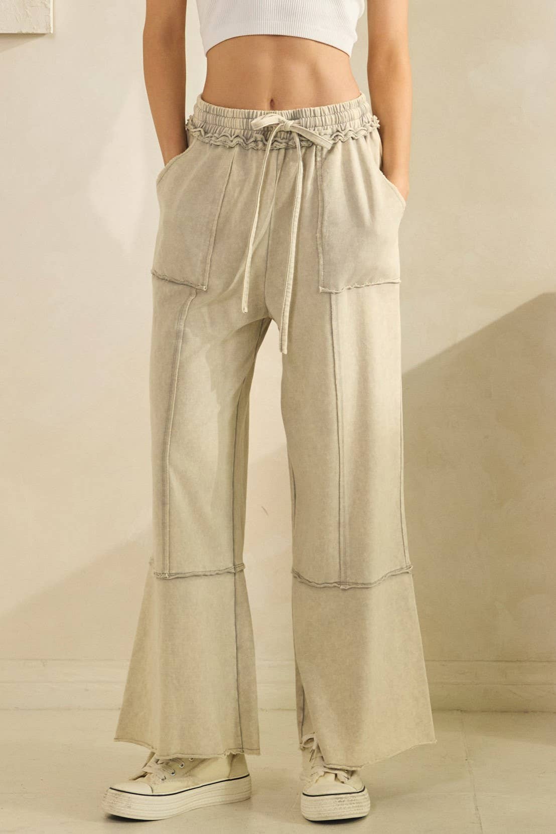 MINERAL WASHED TERRY KNIT PANTS