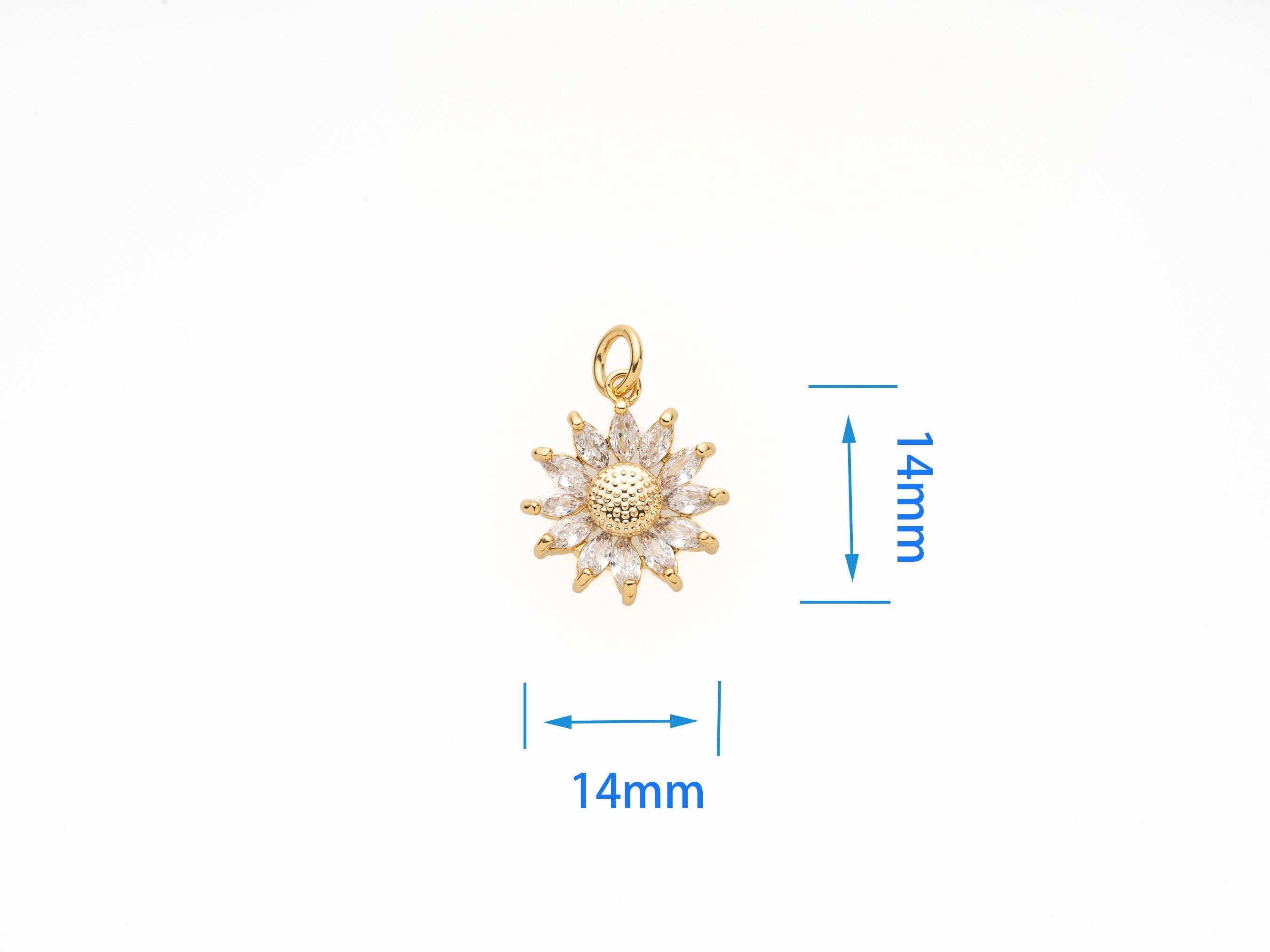 Sunflower Daisy Gold Charm Pendant with