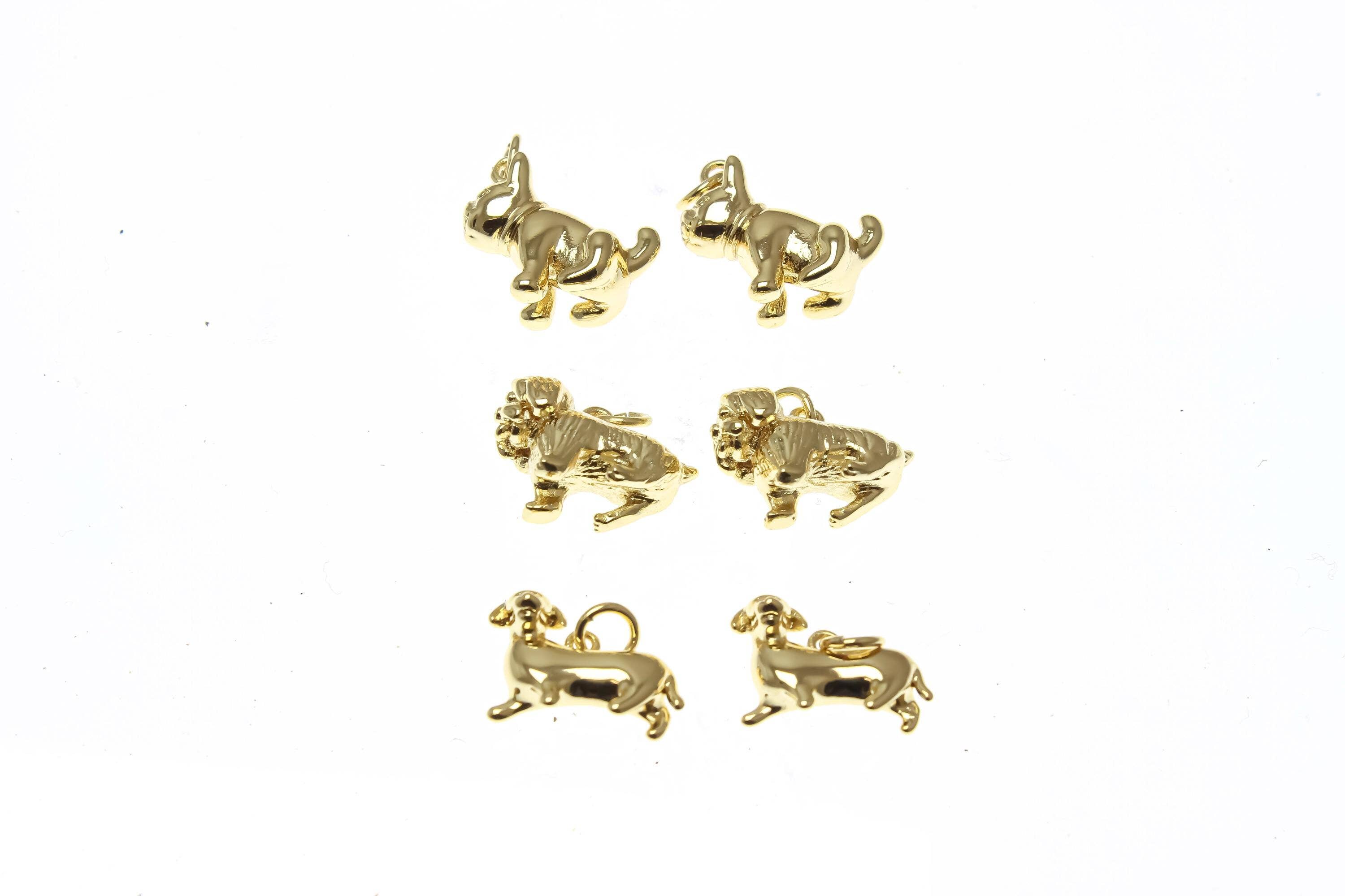 18k Gold Dog Charm: Pug, Bulldog, Frenchie