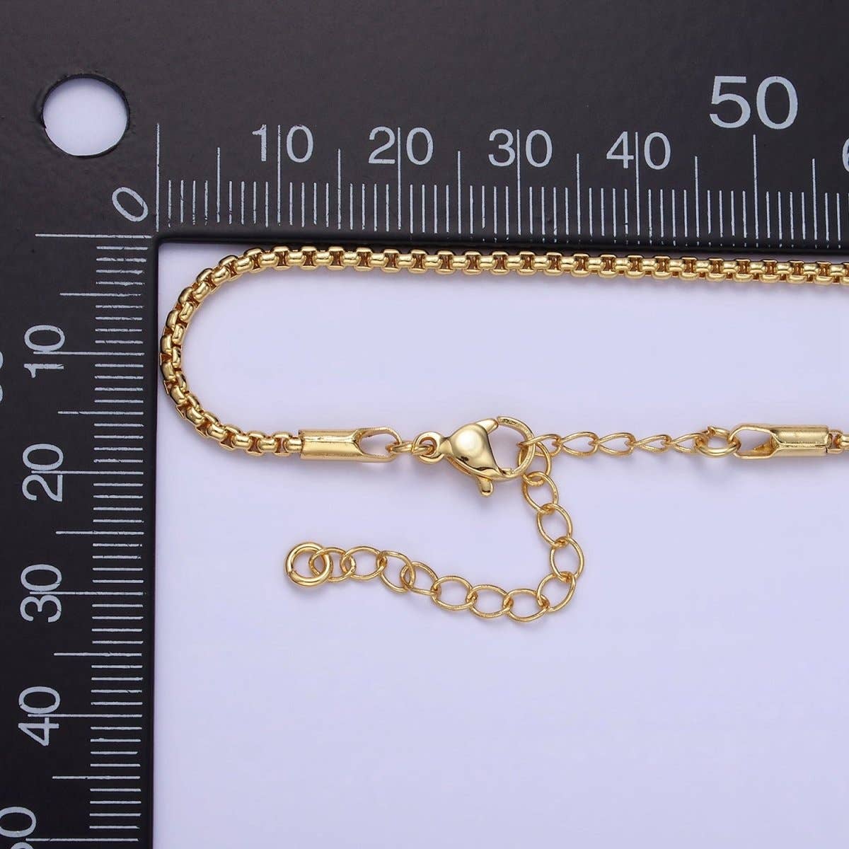 14K Gold Filled 2mm Box Chain 17.5 Inch Necklace w. Extender | WA-2434