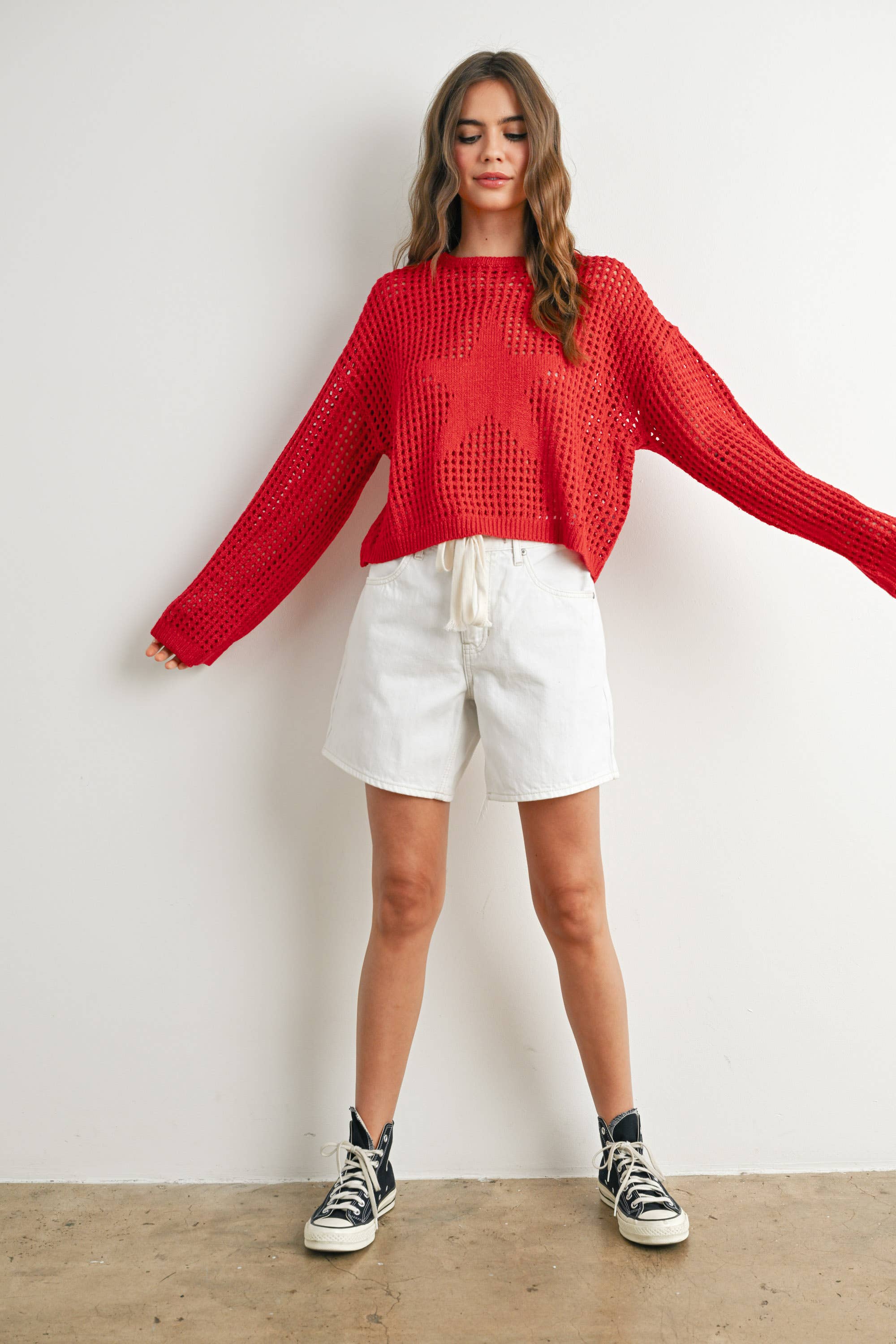 Crew Neck Crochet Sweater