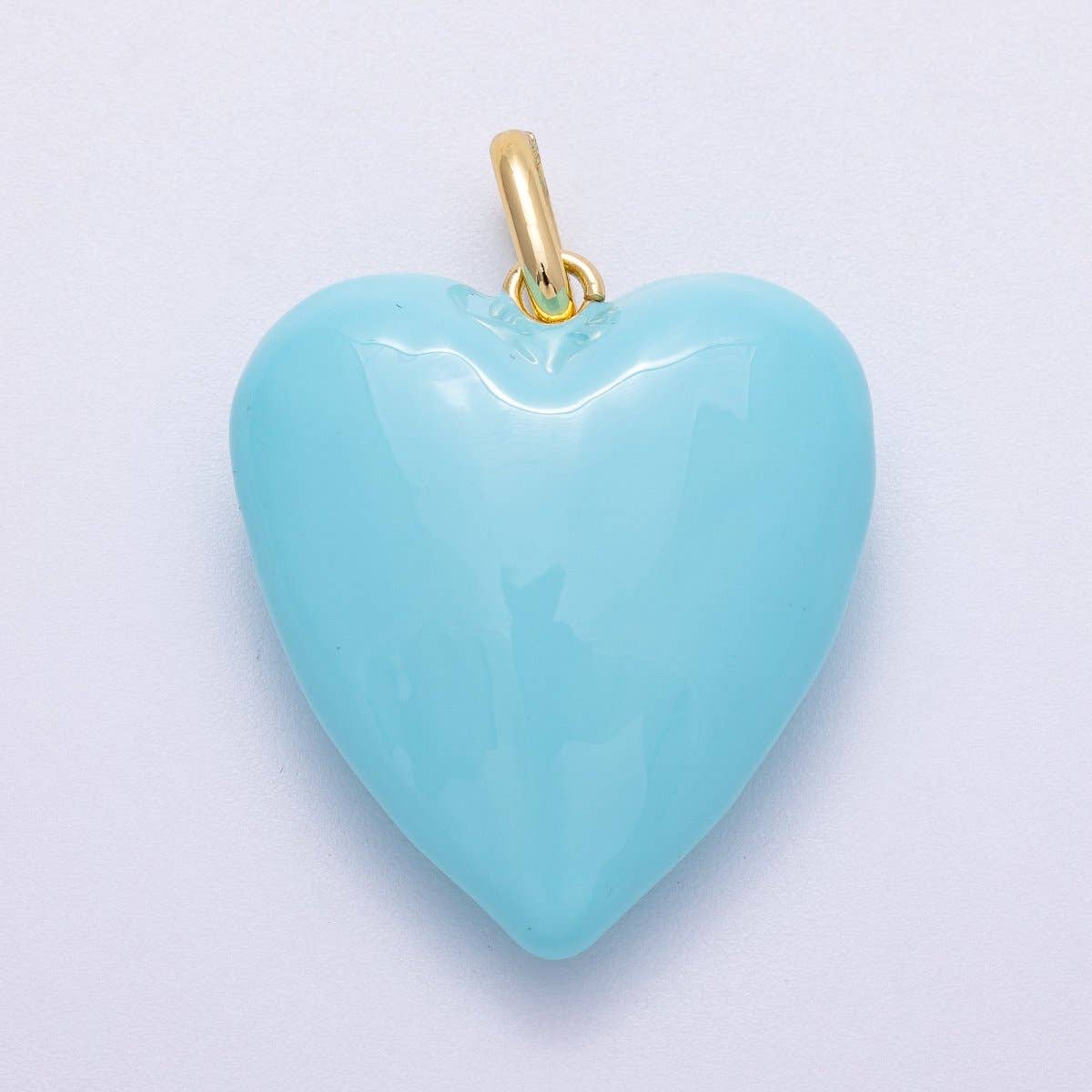 16K Gold Filled 35mm Colorful Pastel Enamel Chubby Heart Pendant | Charms-00583 ~ Charms-00588