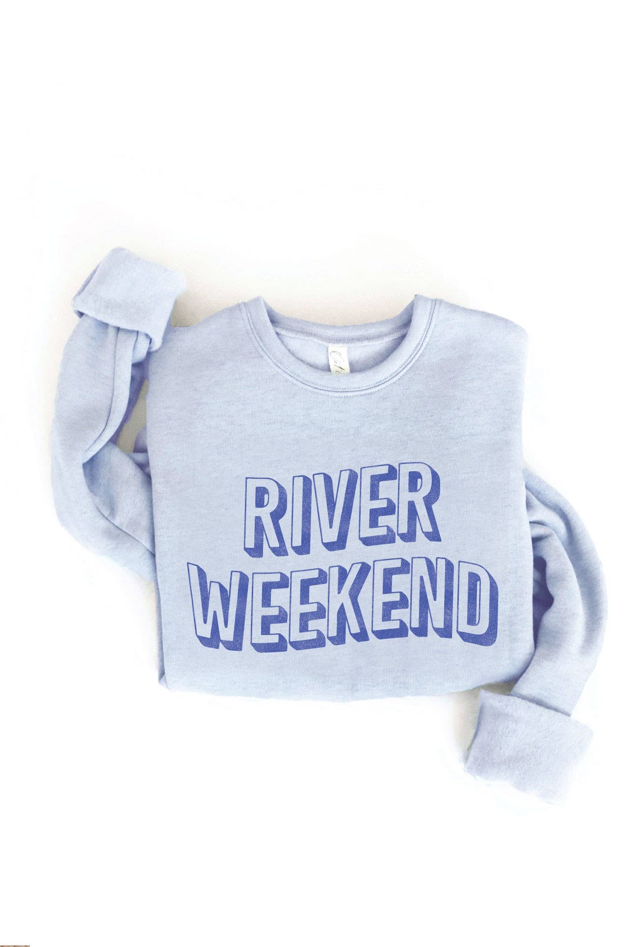 RIVER WEEKEND Graphic Sweatshirt: LIGHT BLUE